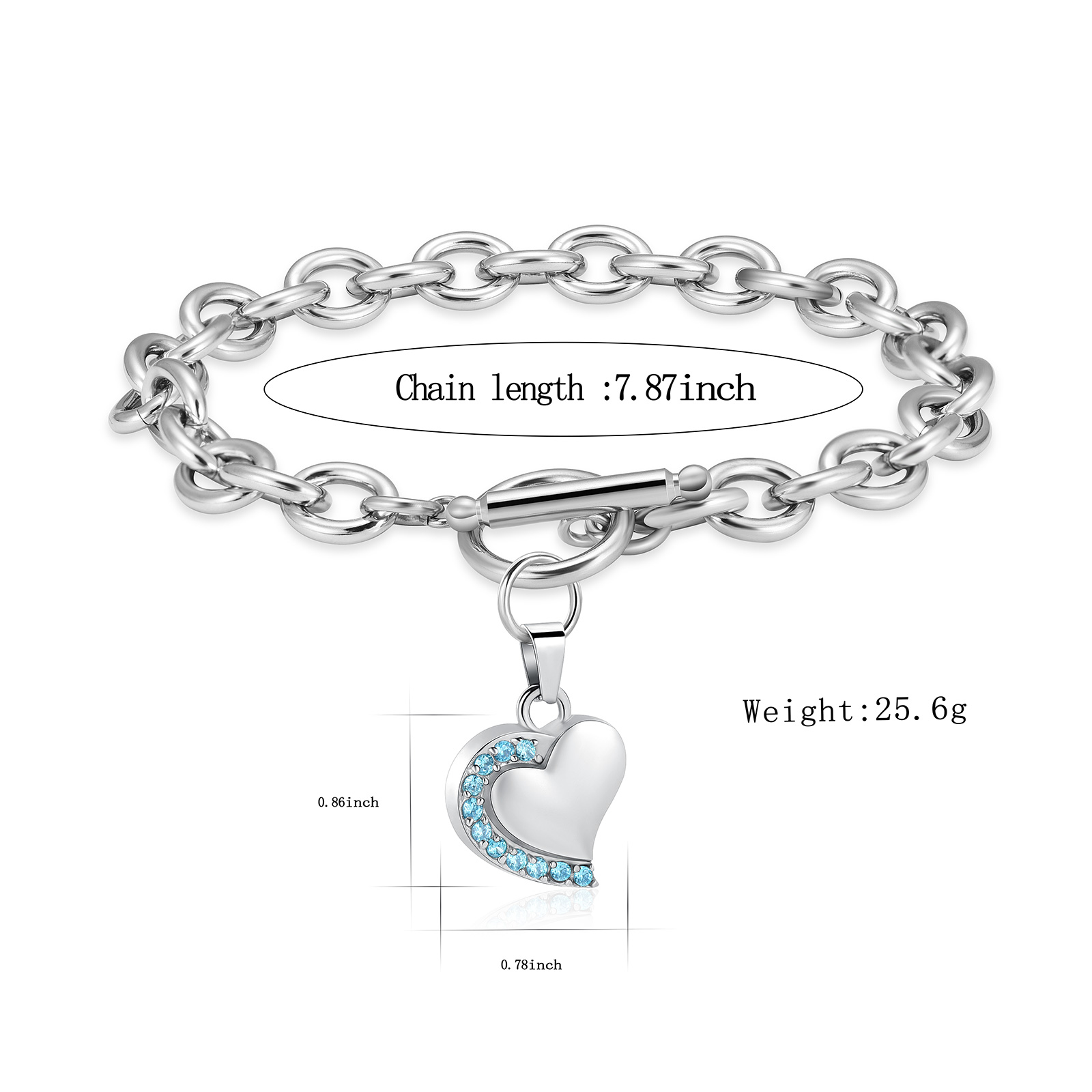 Crystal Heart Urn Bracelet for Ashes Cremation Bracelet F/ Ashes Keepsake Holder - Picture 16 of 44