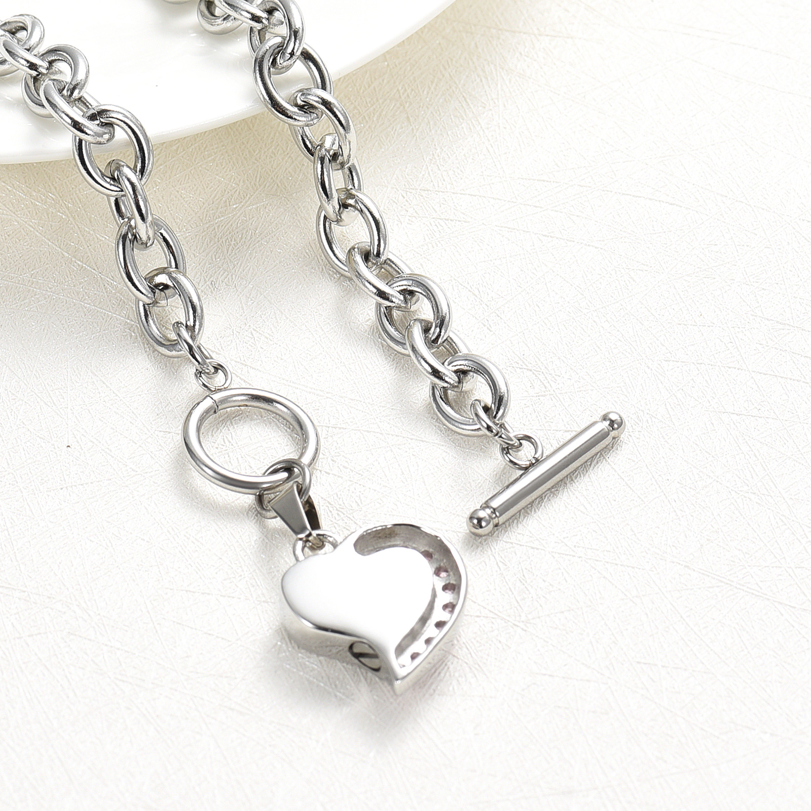 Crystal Heart Urn Bracelet for Ashes Cremation Bracelet F/ Ashes Keepsake Holder - Picture 19 of 44