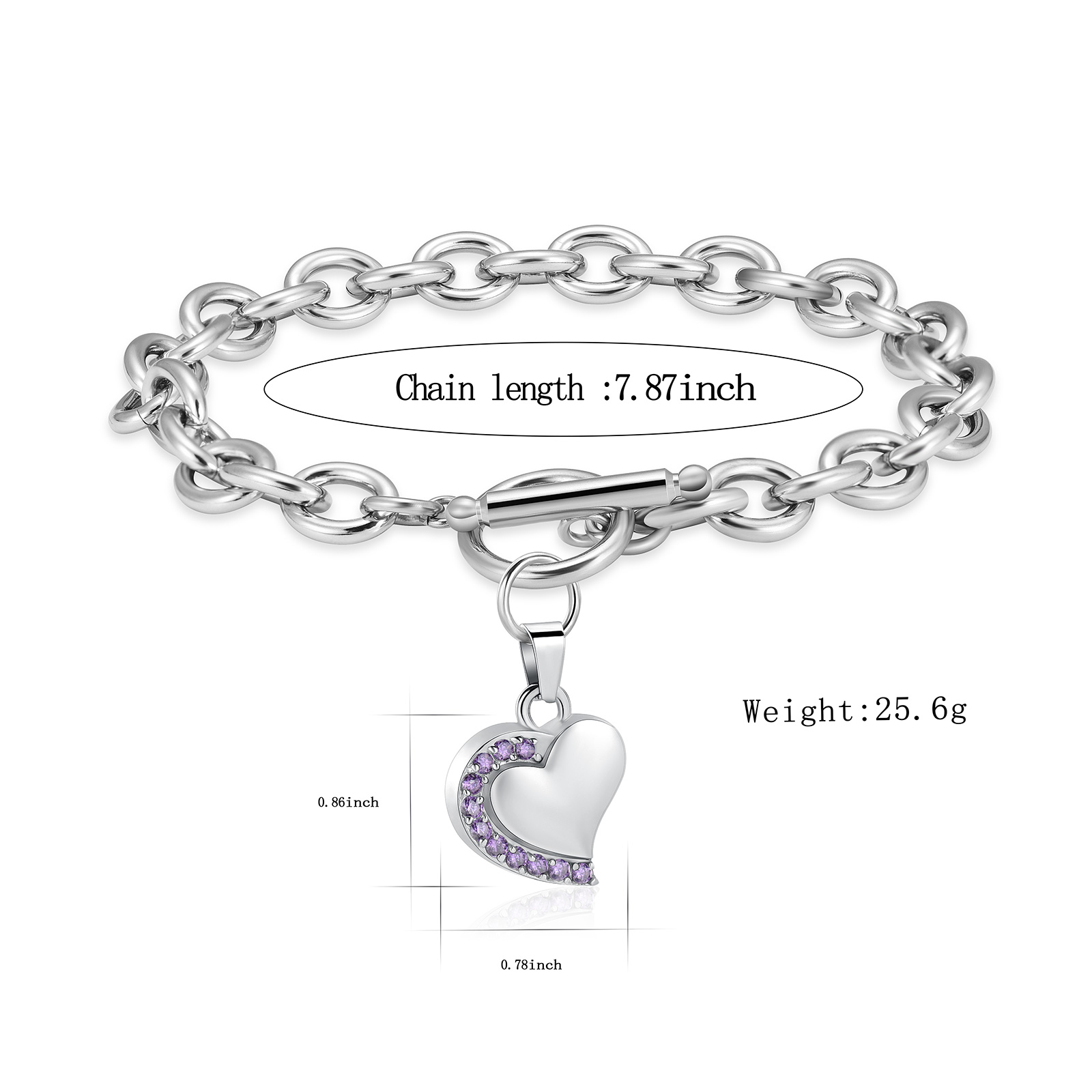 Crystal Heart Urn Bracelet for Ashes Cremation Bracelet F/ Ashes Keepsake Holder - Picture 26 of 44