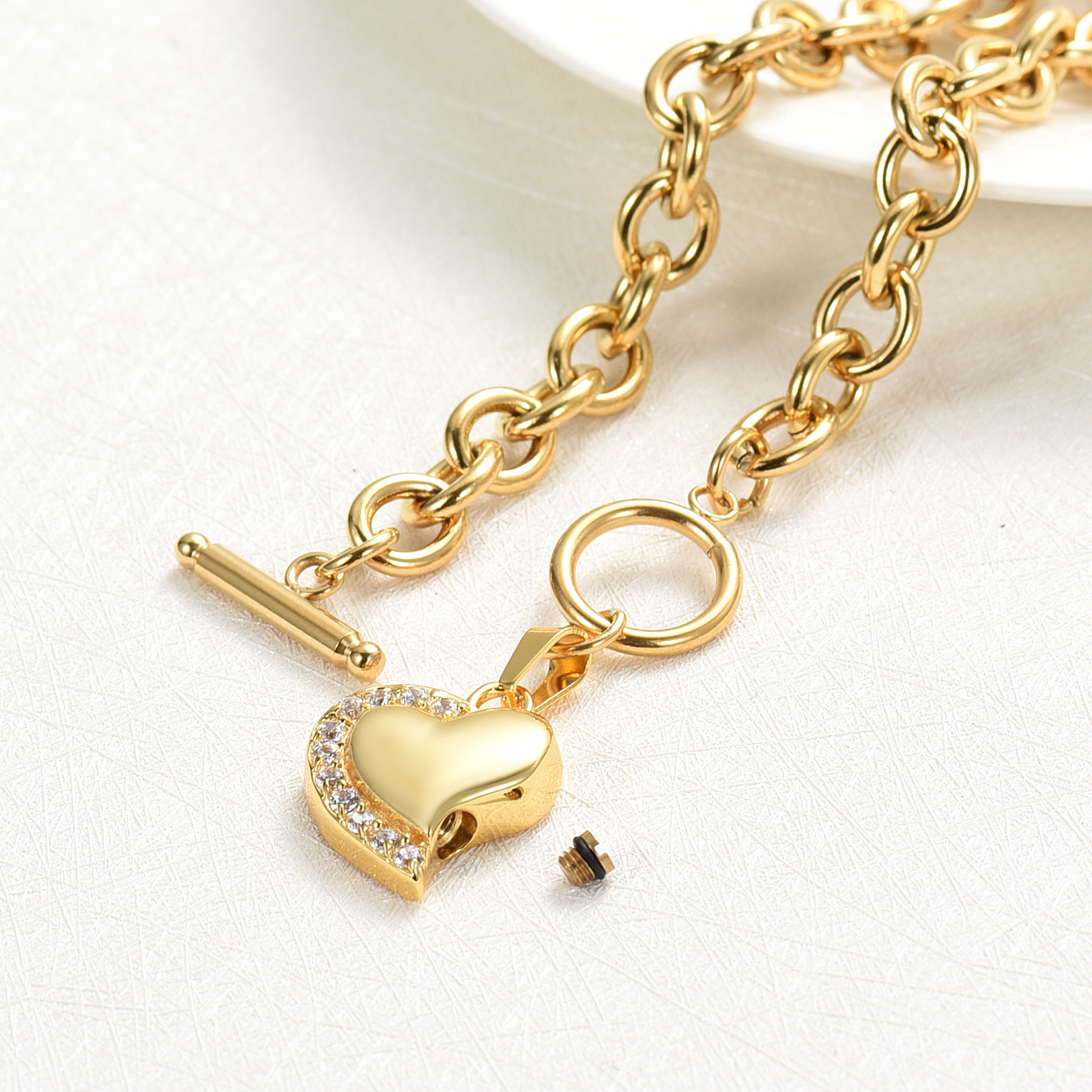 Crystal Heart Urn Bracelet for Ashes Cremation Bracelet F/ Ashes Keepsake Holder - Picture 33 of 44