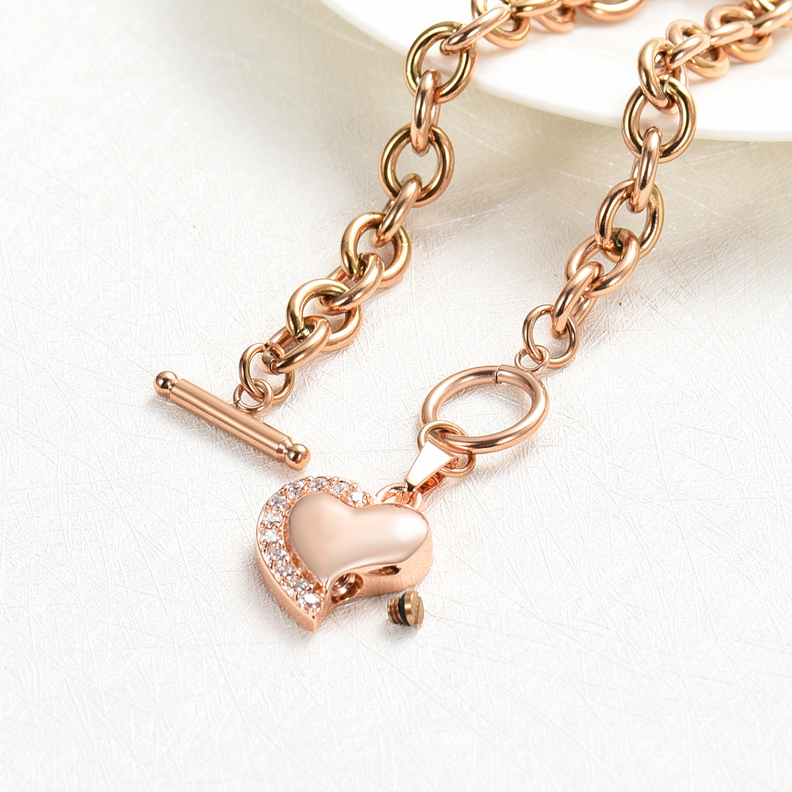 Crystal Heart Urn Bracelet for Ashes Cremation Bracelet F/ Ashes Keepsake Holder - Picture 39 of 44