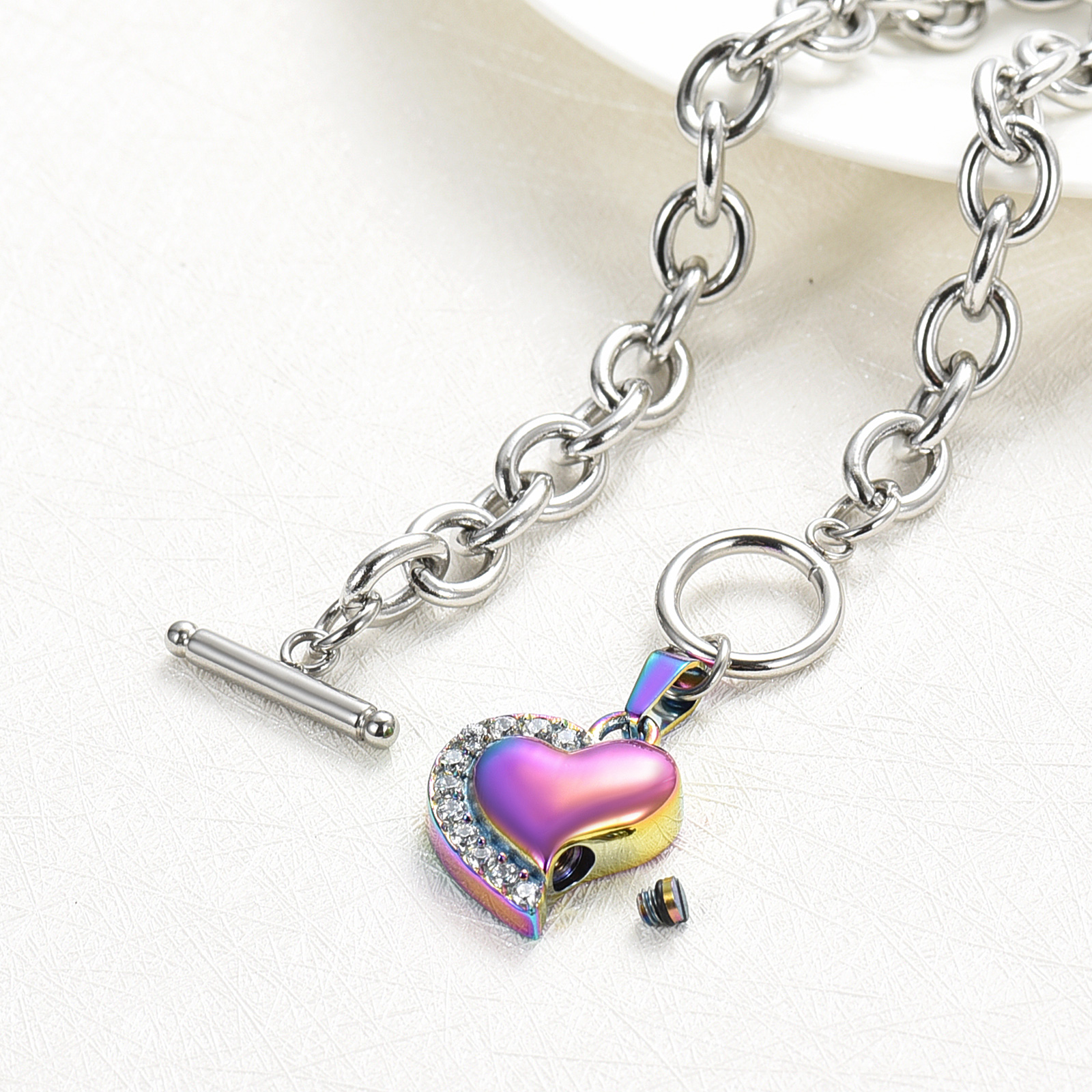 Crystal Heart Urn Bracelet for Ashes Cremation Bracelet F/ Ashes Keepsake Holder - Picture 43 of 44