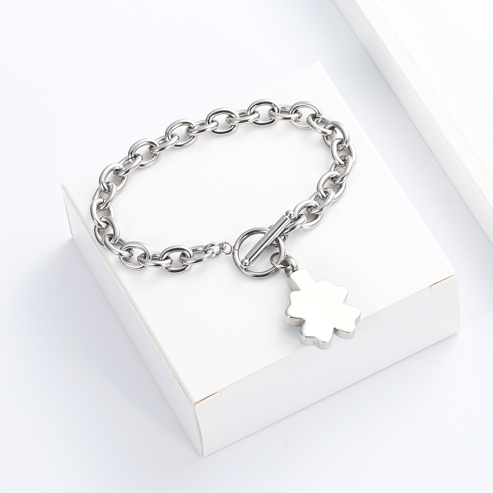 Lucky Clover Urn Bracelet F/ Ashes Women Men Adjustable Memorial Keepsake Bangle