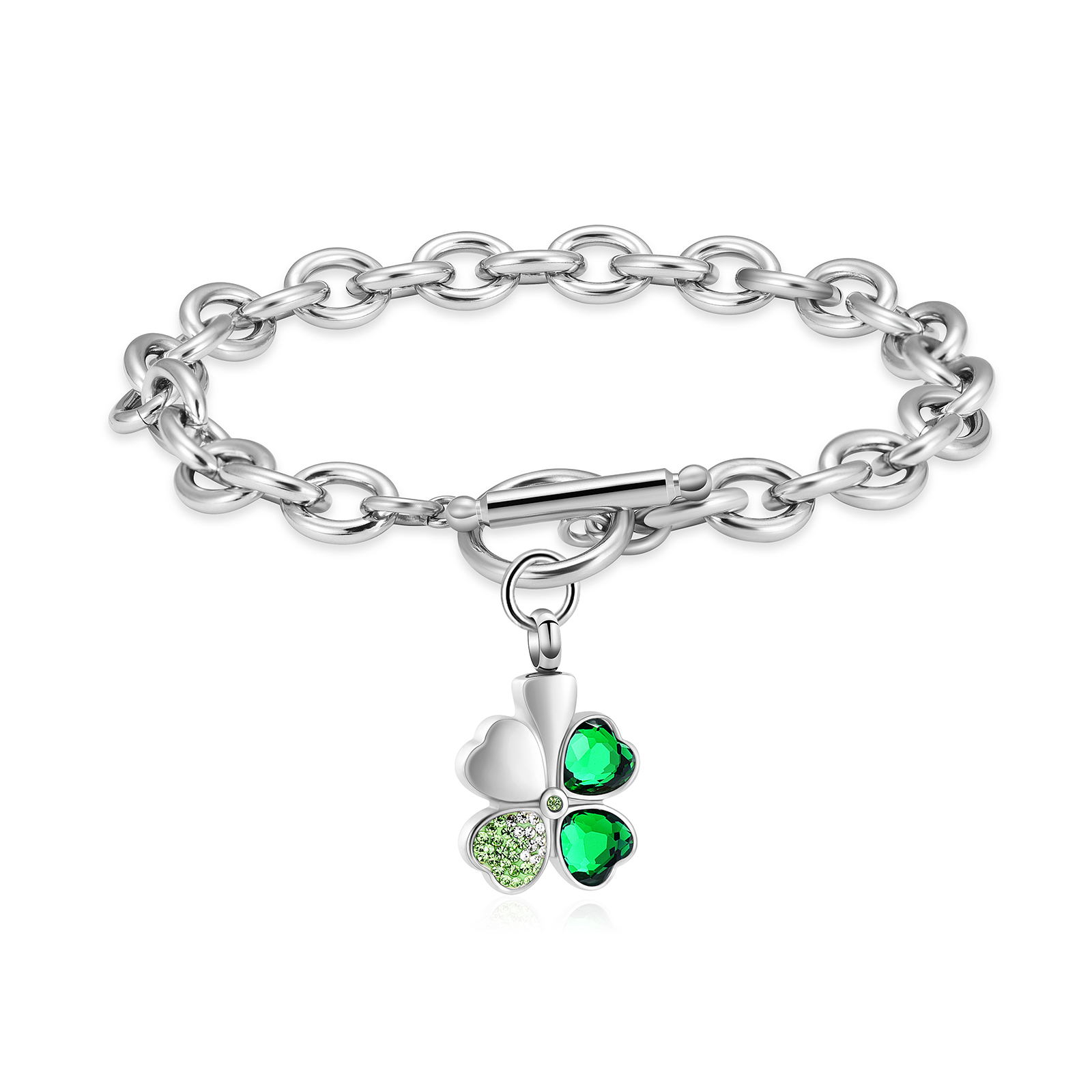 Lucky Clover Urn Bracelet F/ Ashes Women Men Adjustable Memorial Keepsake Bangle