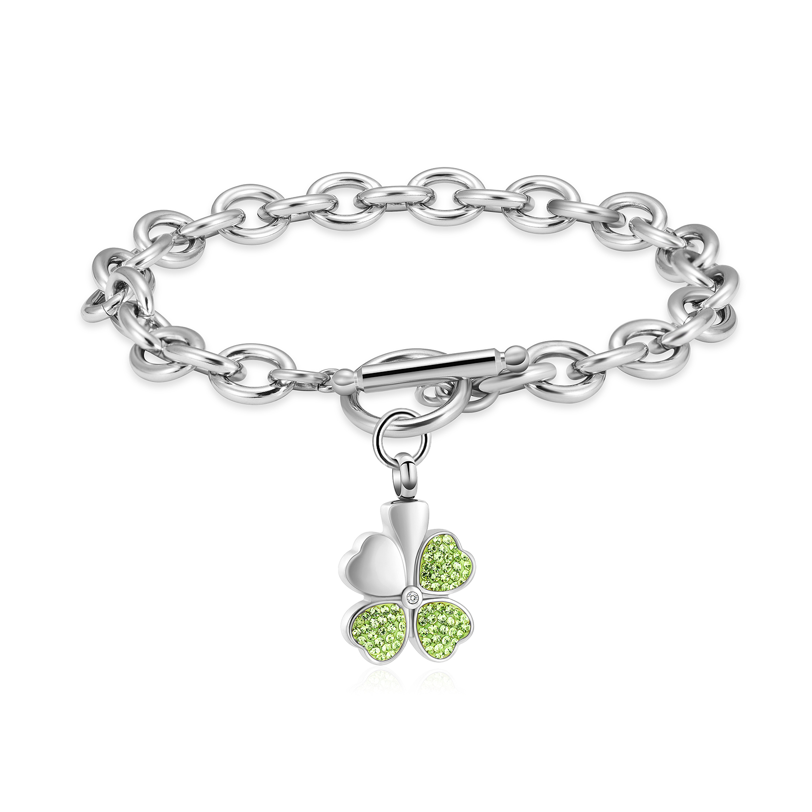 Lucky Clover Urn Bracelet F/ Ashes Women Men Adjustable Memorial Keepsake Bangle