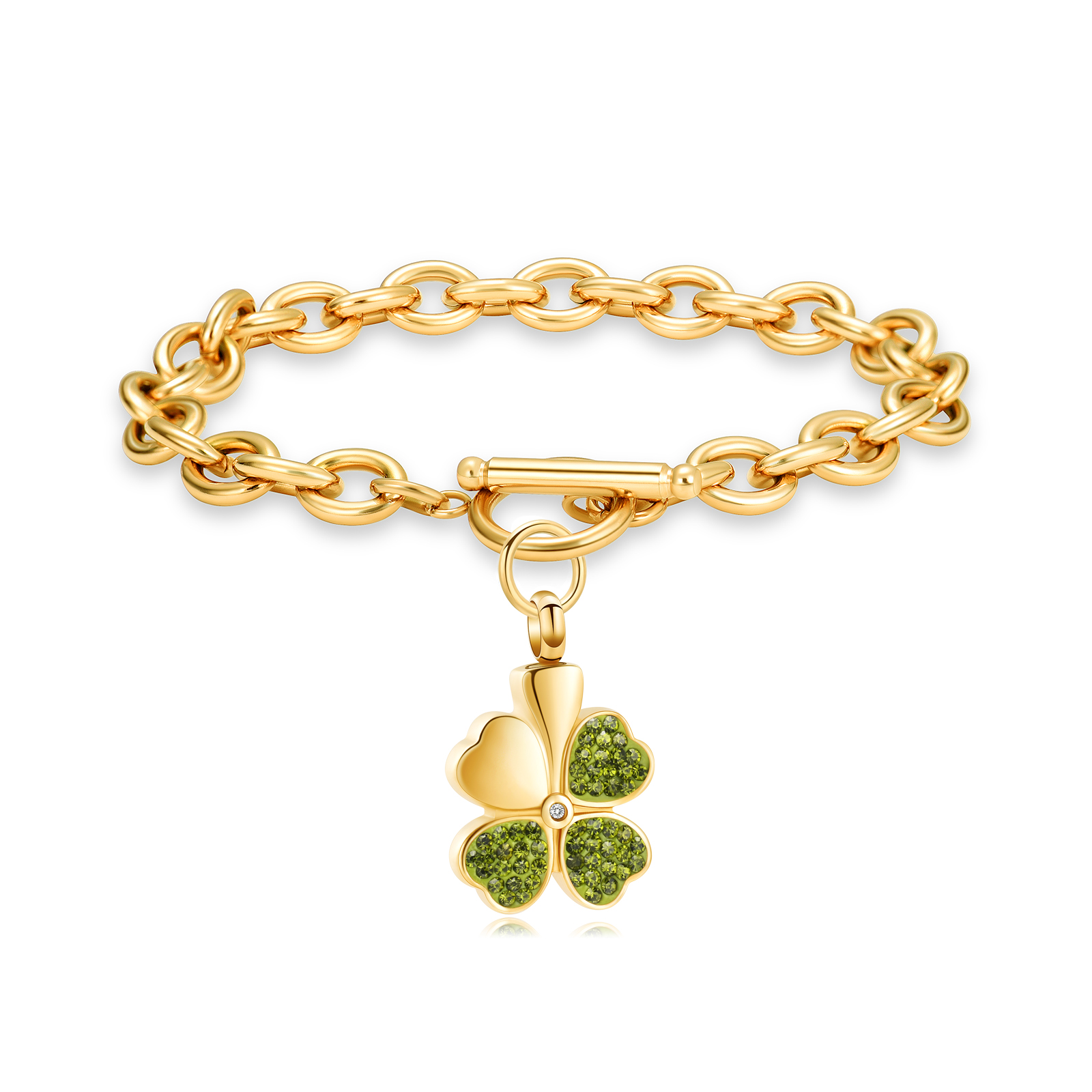 Lucky Clover Urn Bracelet F/ Ashes Women Men Adjustable Memorial Keepsake Bangle