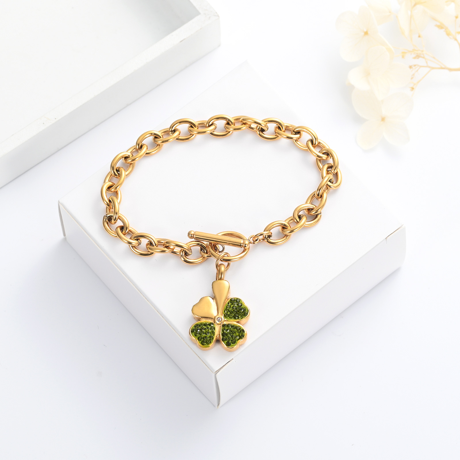 Lucky Clover Urn Bracelet F/ Ashes Women Men Adjustable Memorial Keepsake Bangle