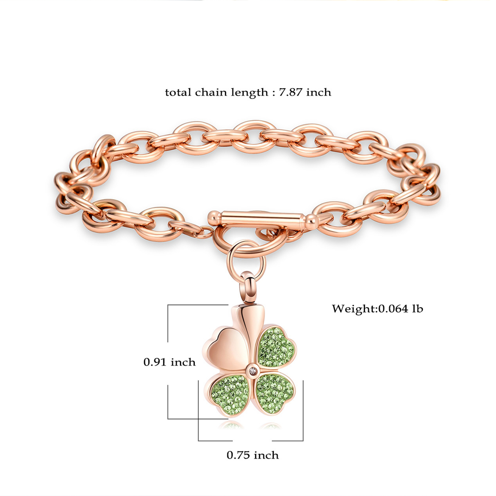 Lucky Clover Urn Bracelet F/ Ashes Women Men Adjustable Memorial Keepsake Bangle