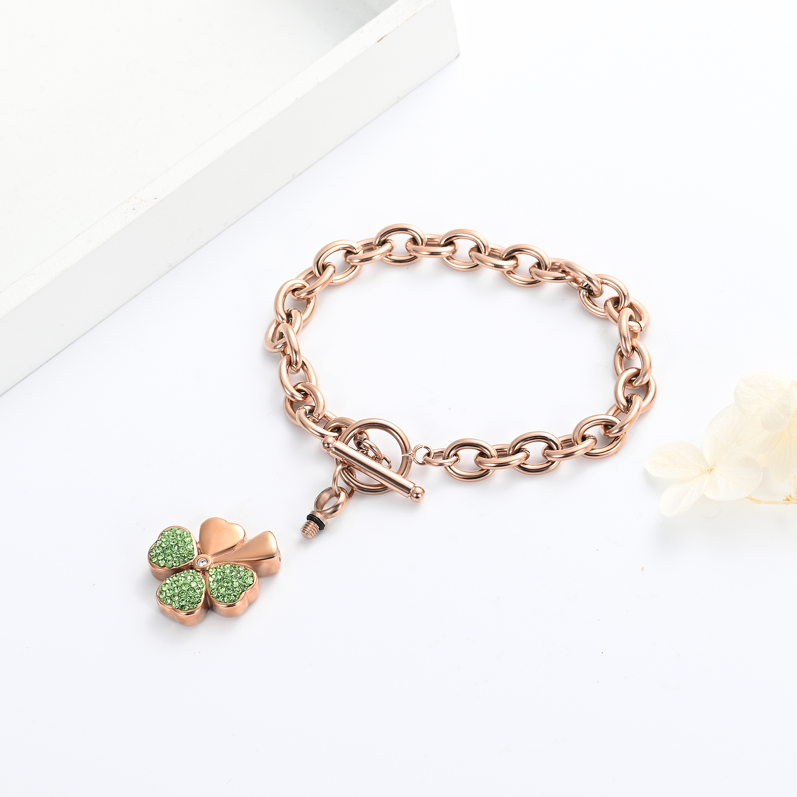 Lucky Clover Urn Bracelet F/ Ashes Women Men Adjustable Memorial Keepsake Bangle