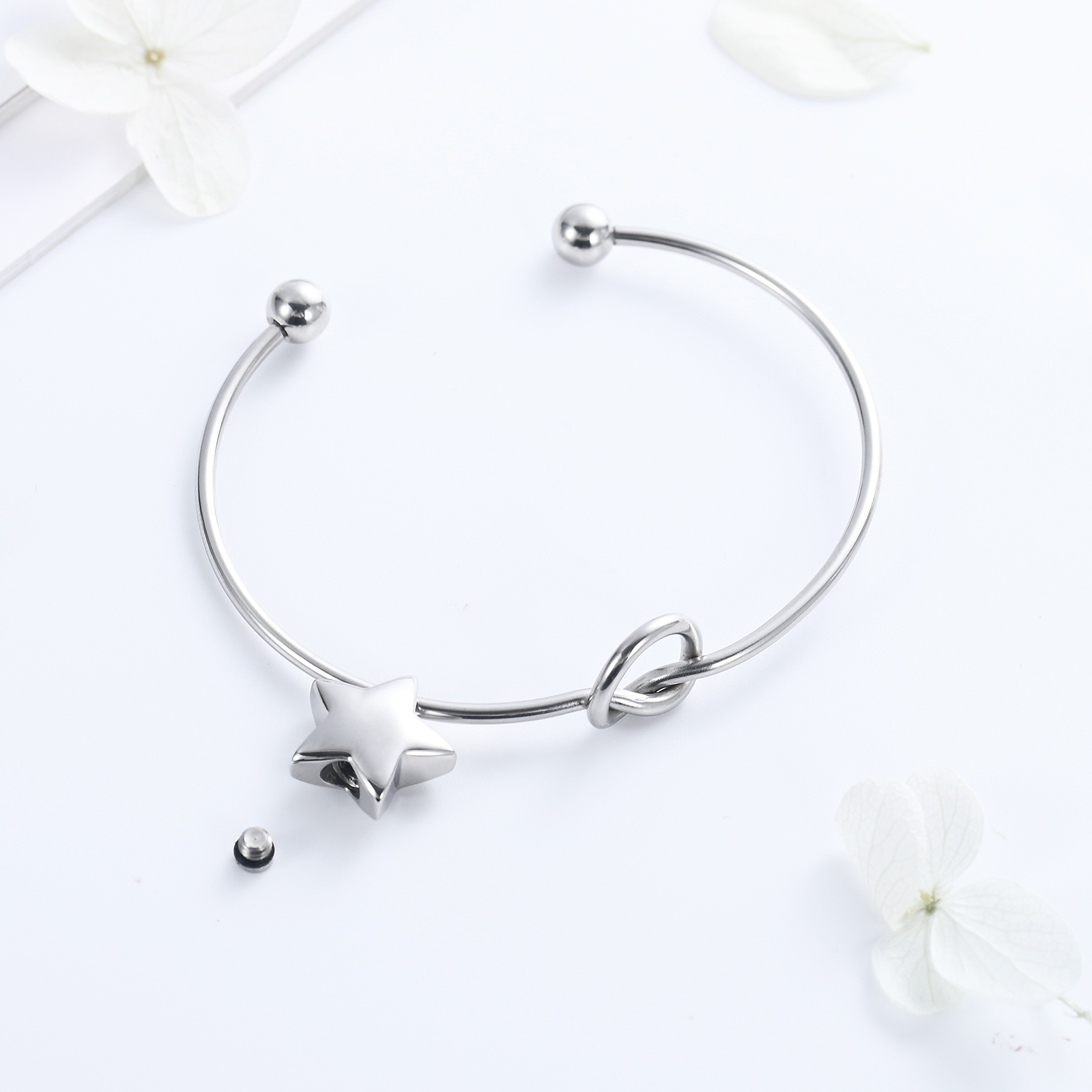 Urn Bracelet for Ashes Star/Padlock Cremation Ash Bracelet Openable Cuff Bangle