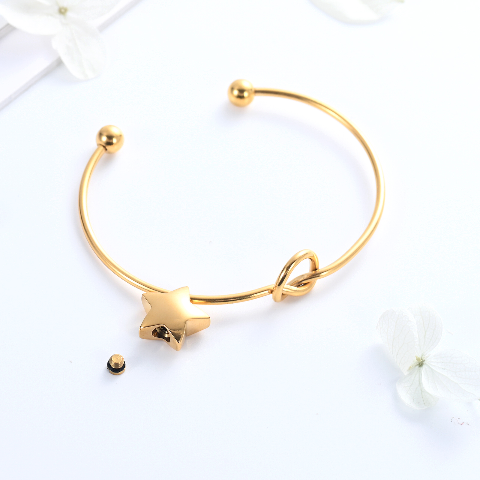 Urn Bracelet for Ashes Star/Padlock Cremation Ash Bracelet Openable Cuff Bangle