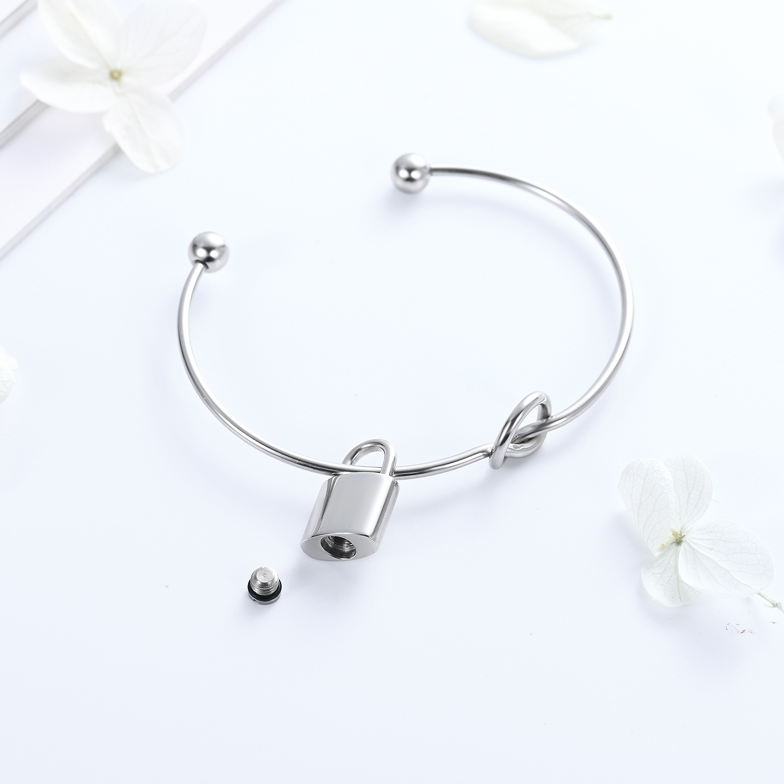 Urn Bracelet for Ashes Star/Padlock Cremation Ash Bracelet Openable Cuff Bangle