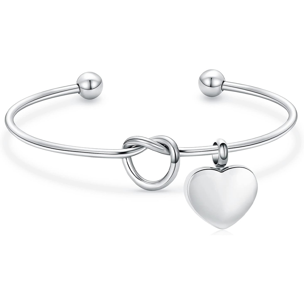 Heart Cremation Jewelry Urn Bracelet for Ashes Openable Cuff Bangle Ash Keepsake