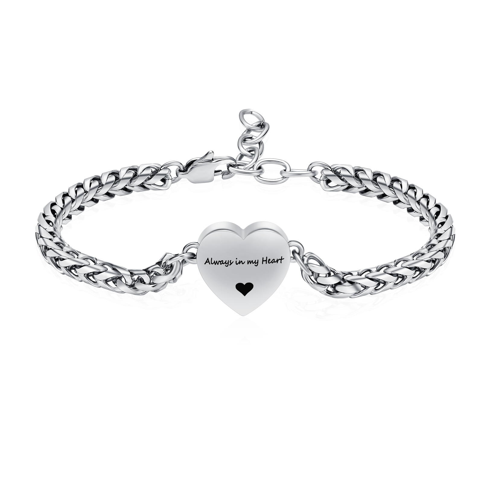 Heart Cremation Memorial Urn Bracelet for Ashes Women Adjustable Keepsake Bangle