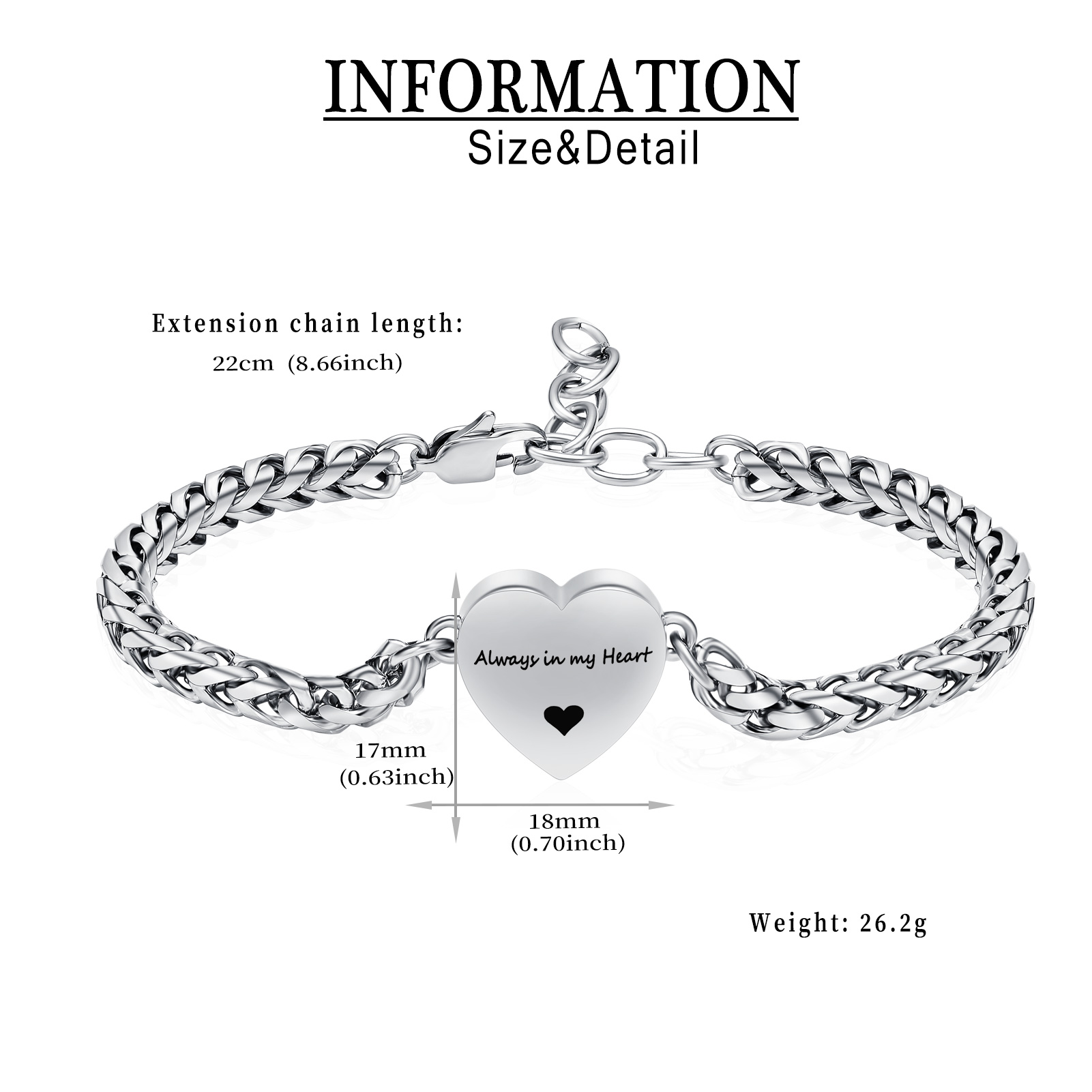 Heart Cremation Memorial Urn Bracelet for Ashes Women Adjustable Keepsake Bangle