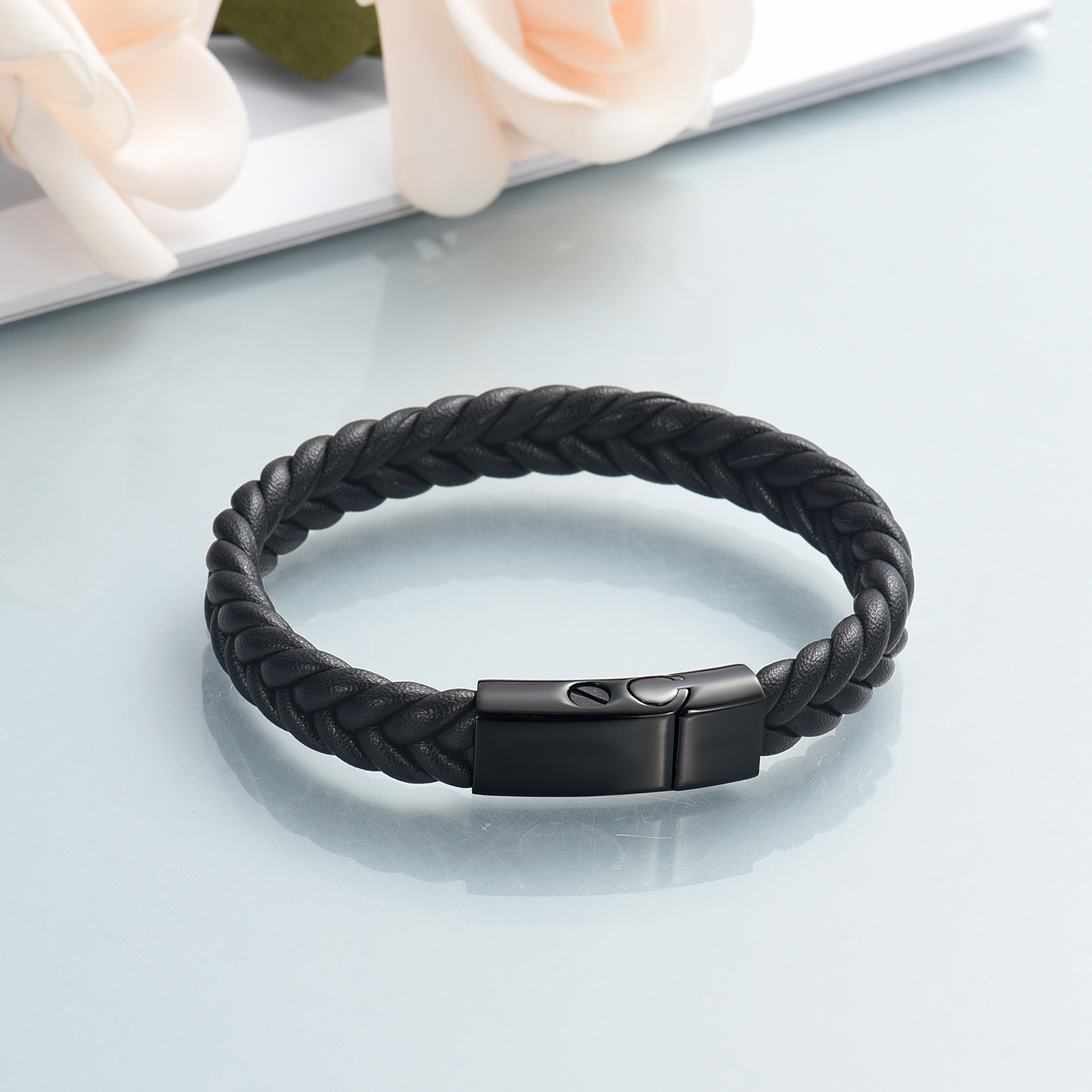Cremation Urn Bracelet for Ashes for Men Handmade Braided Leather Wristband Gift - Picture 28 of 39