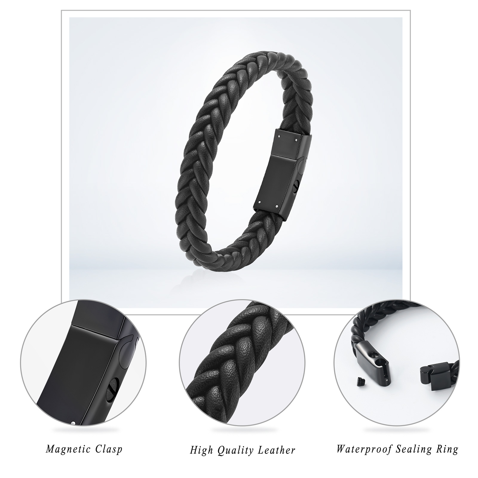Cremation Urn Bracelet for Ashes for Men Handmade Braided Leather Wristband Gift - Picture 33 of 39