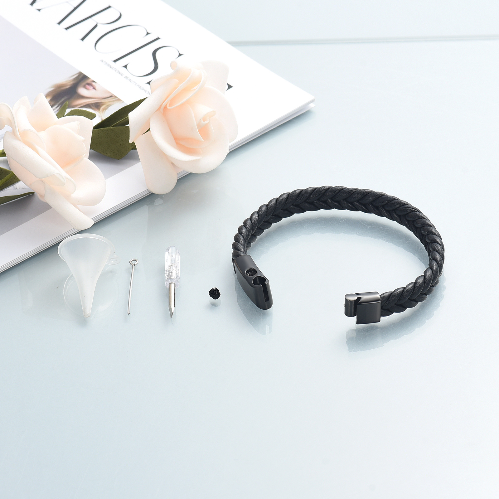 Cremation Urn Bracelet for Ashes for Men Handmade Braided Leather Wristband Gift - Picture 38 of 39