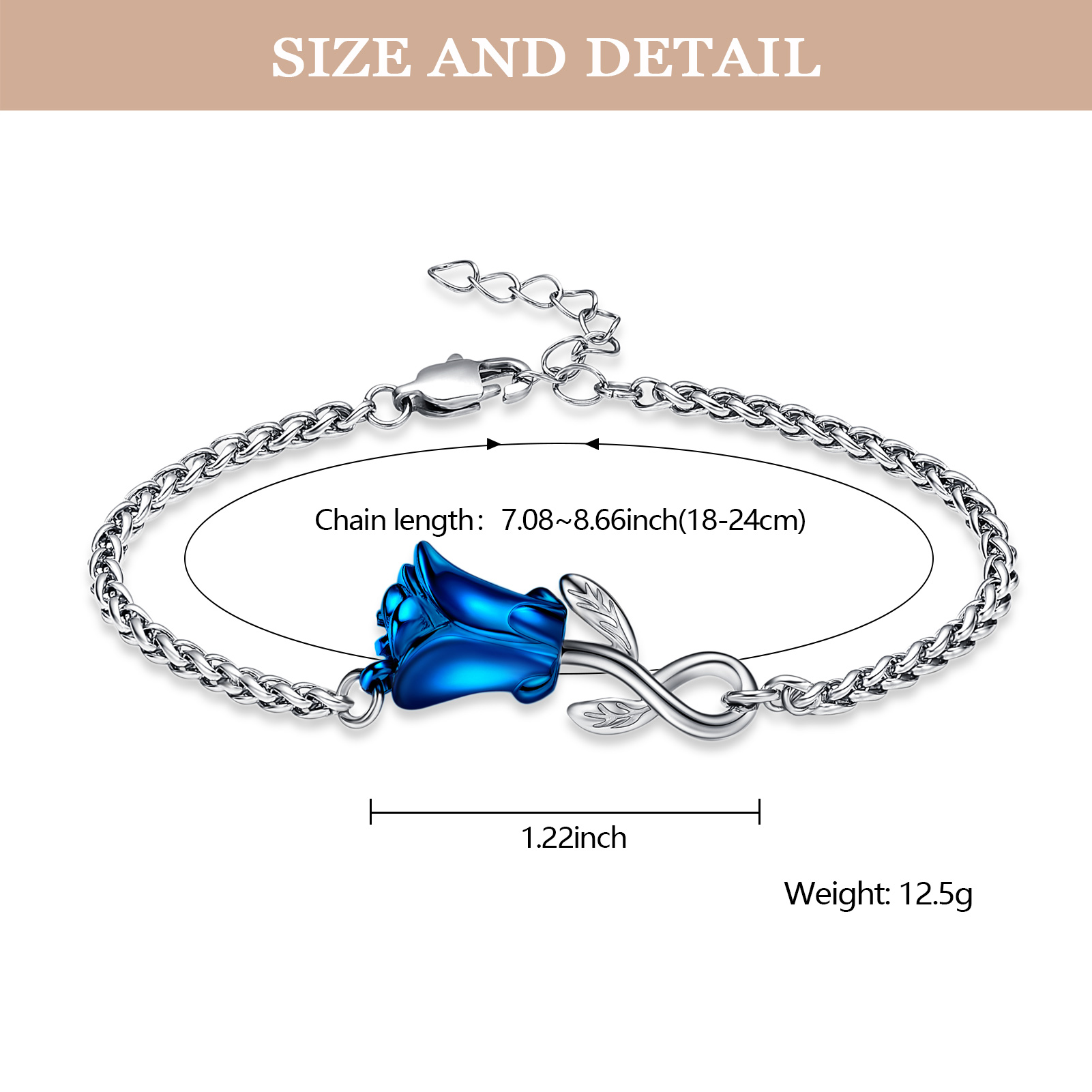 Rose Flower Urn Bracelet for Ashes for Women Stainless Steel Cremation Keepsake - Picture 37 of 53