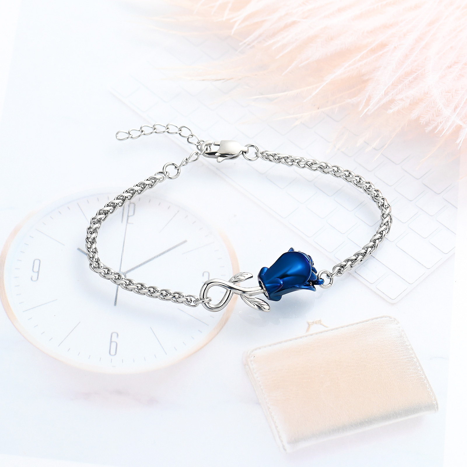 Rose Flower Urn Bracelet for Ashes for Women Stainless Steel Cremation Keepsake - Picture 40 of 53