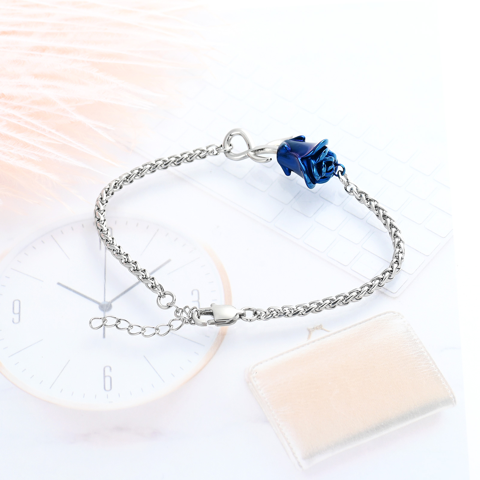 Rose Flower Urn Bracelet for Ashes for Women Stainless Steel Cremation Keepsake - Picture 39 of 53