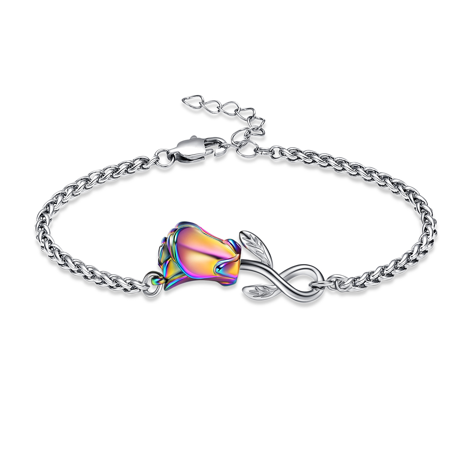 Rose Flower Urn Bracelet for Ashes for Women Stainless Steel Cremation Keepsake - Picture 42 of 53