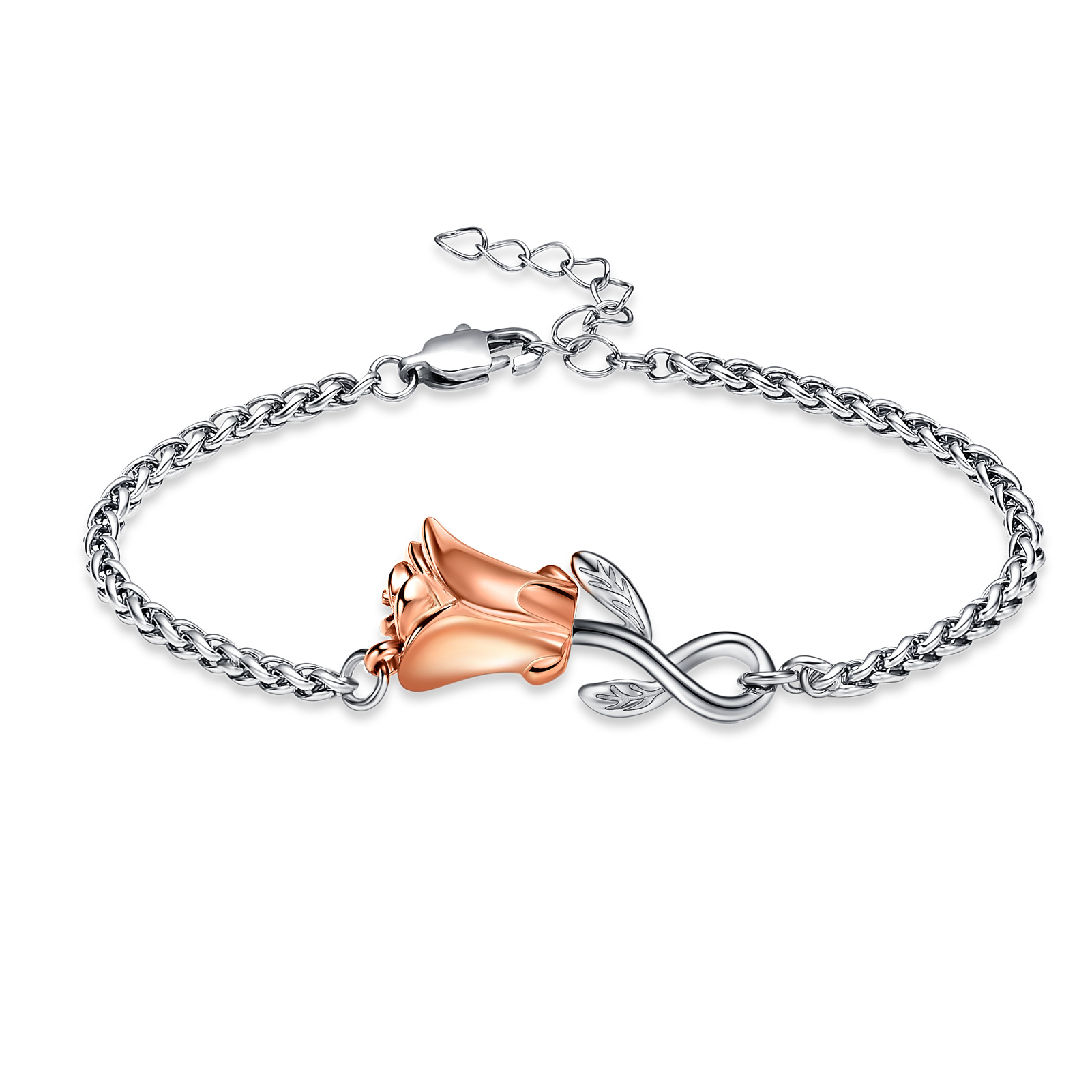 Rose Flower Urn Bracelet for Ashes for Women Stainless Steel Cremation Keepsake - Picture 49 of 53