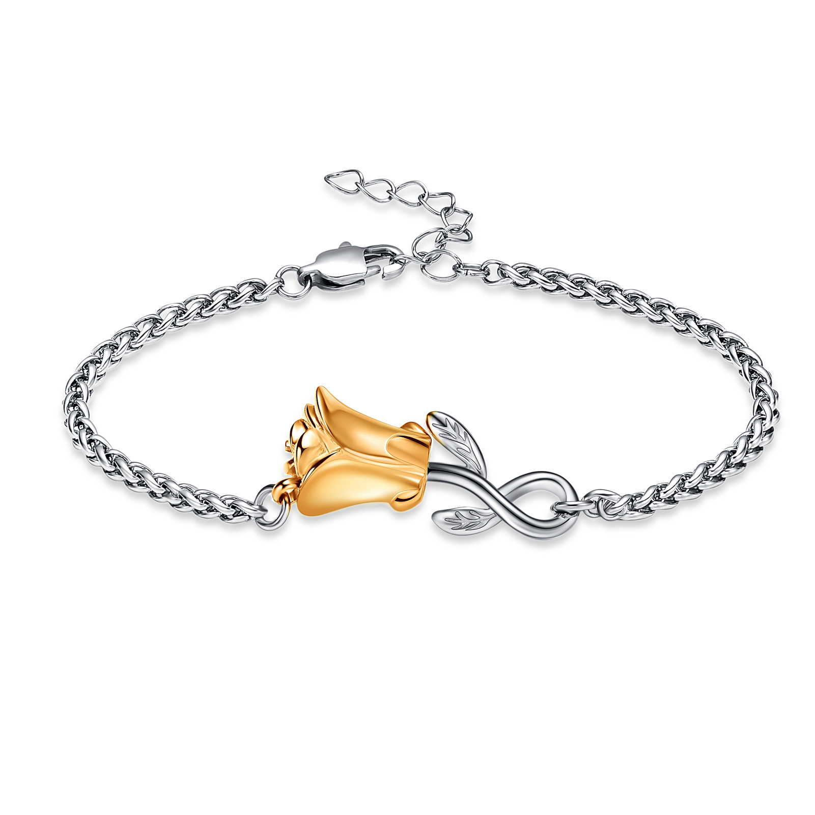Rose Flower Urn Bracelet for Ashes for Women Stainless Steel Cremation Keepsake - Picture 50 of 53