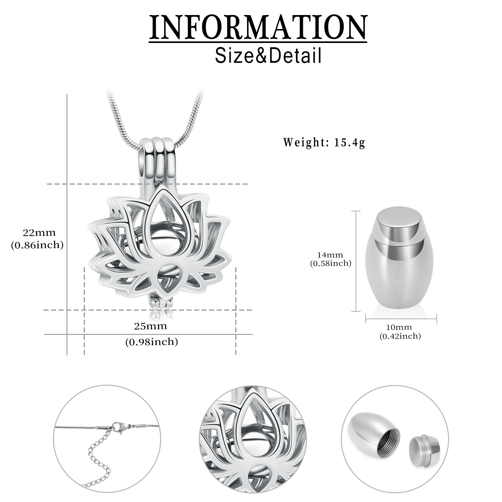 Lotus Pendant Urn Pendant Cremation Jewelry for Ashes Jewelry Memory Necklace