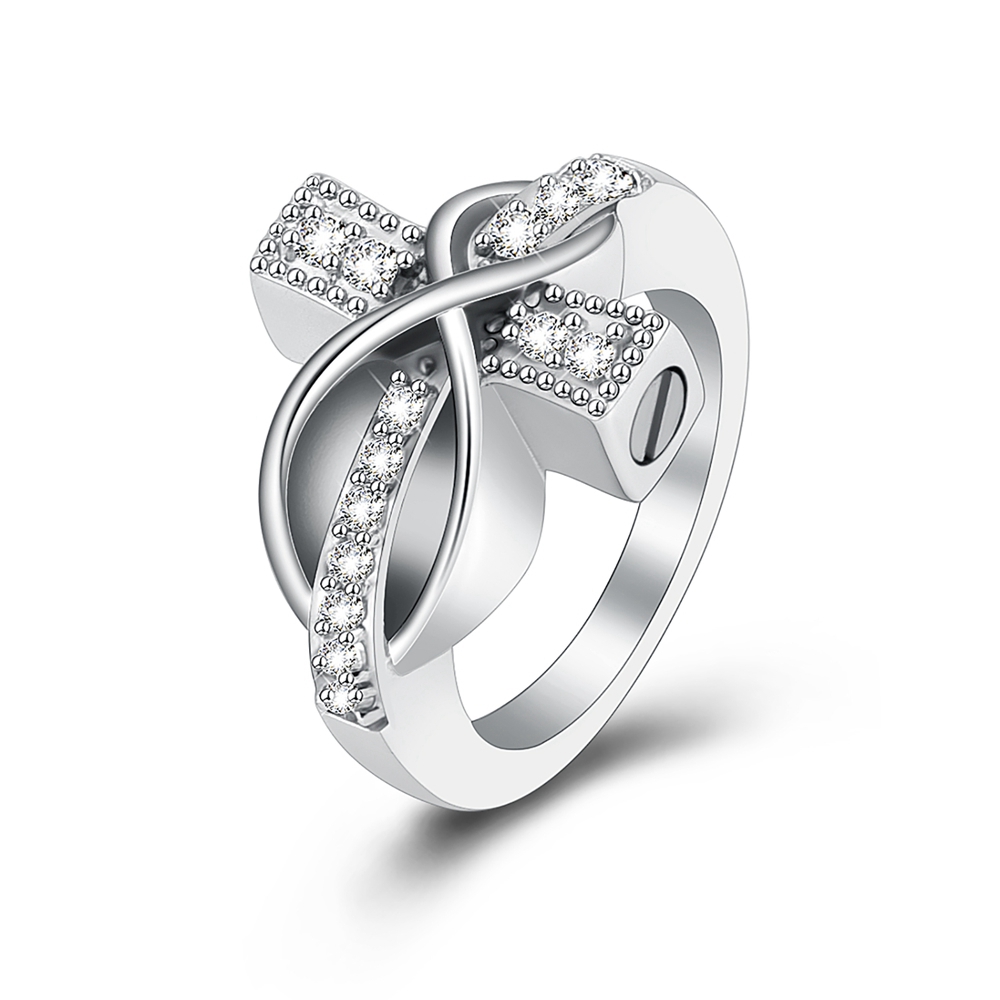 Diamond Cross Urn Ring for Ashes for Women Man Cremation Urn Ring Finger Ring