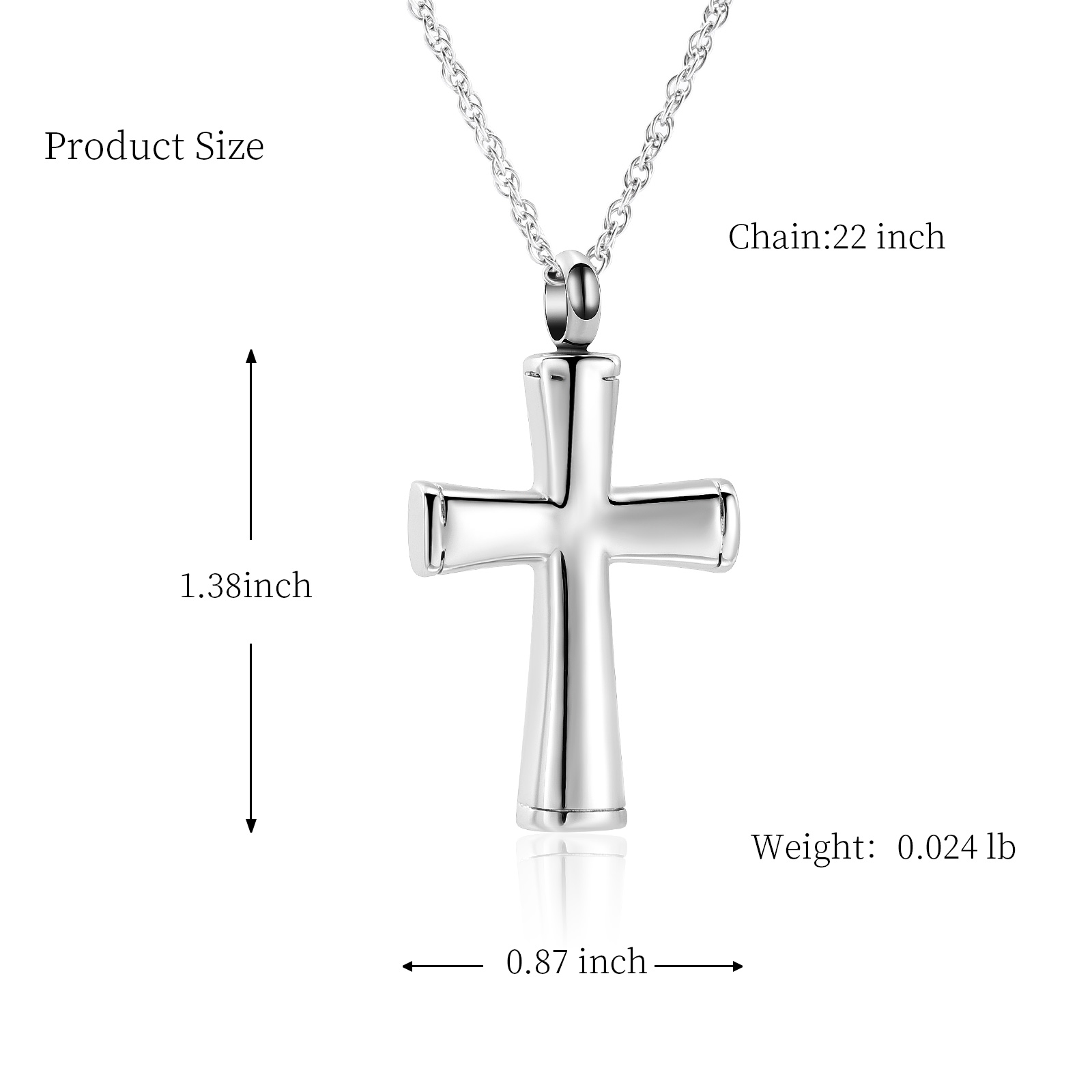 Cremation Cross Necklace for Ashes Stainless Steel Cross Urn Necklace Ash Holder