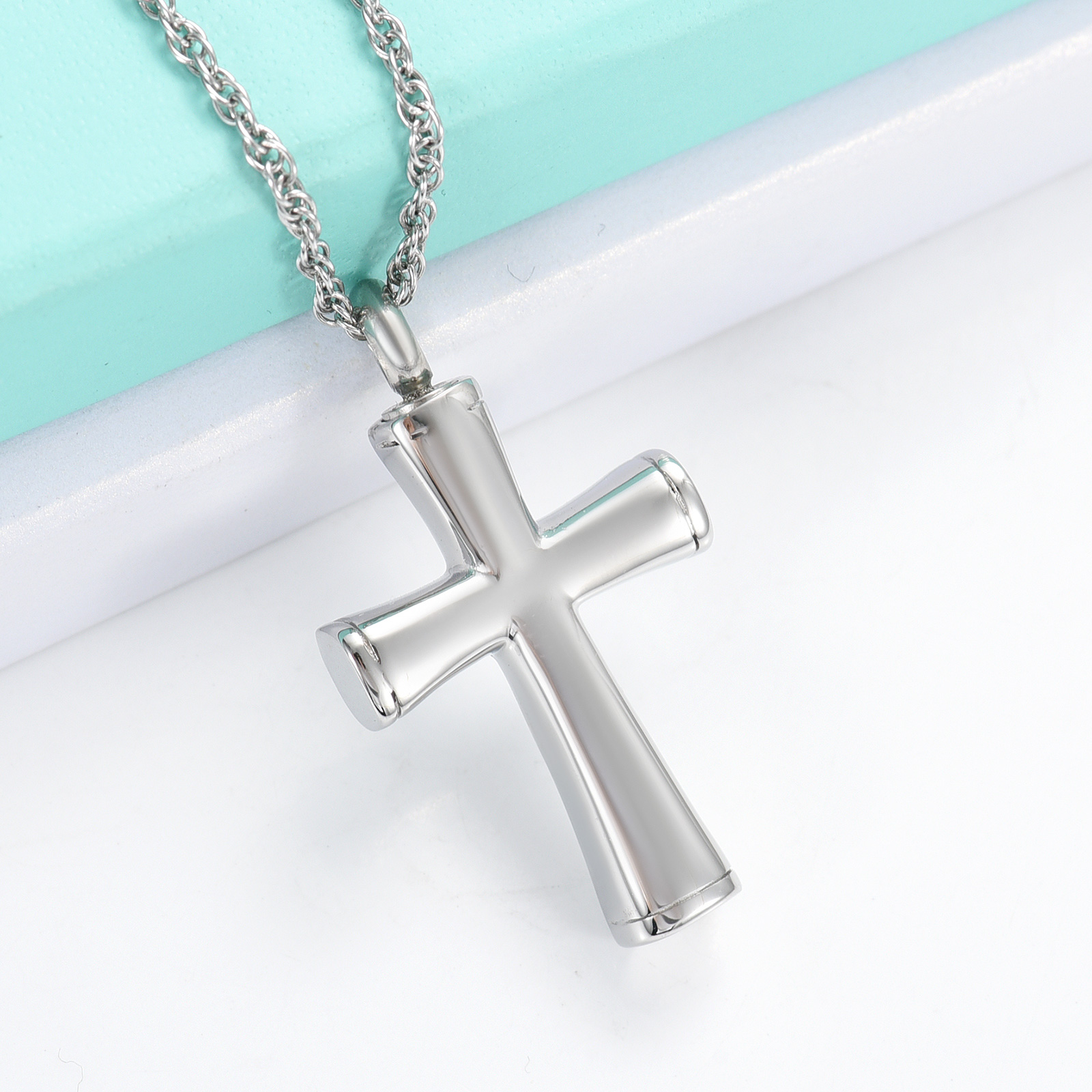 Cremation Cross Necklace for Ashes Stainless Steel Cross Urn Necklace Ash Holder