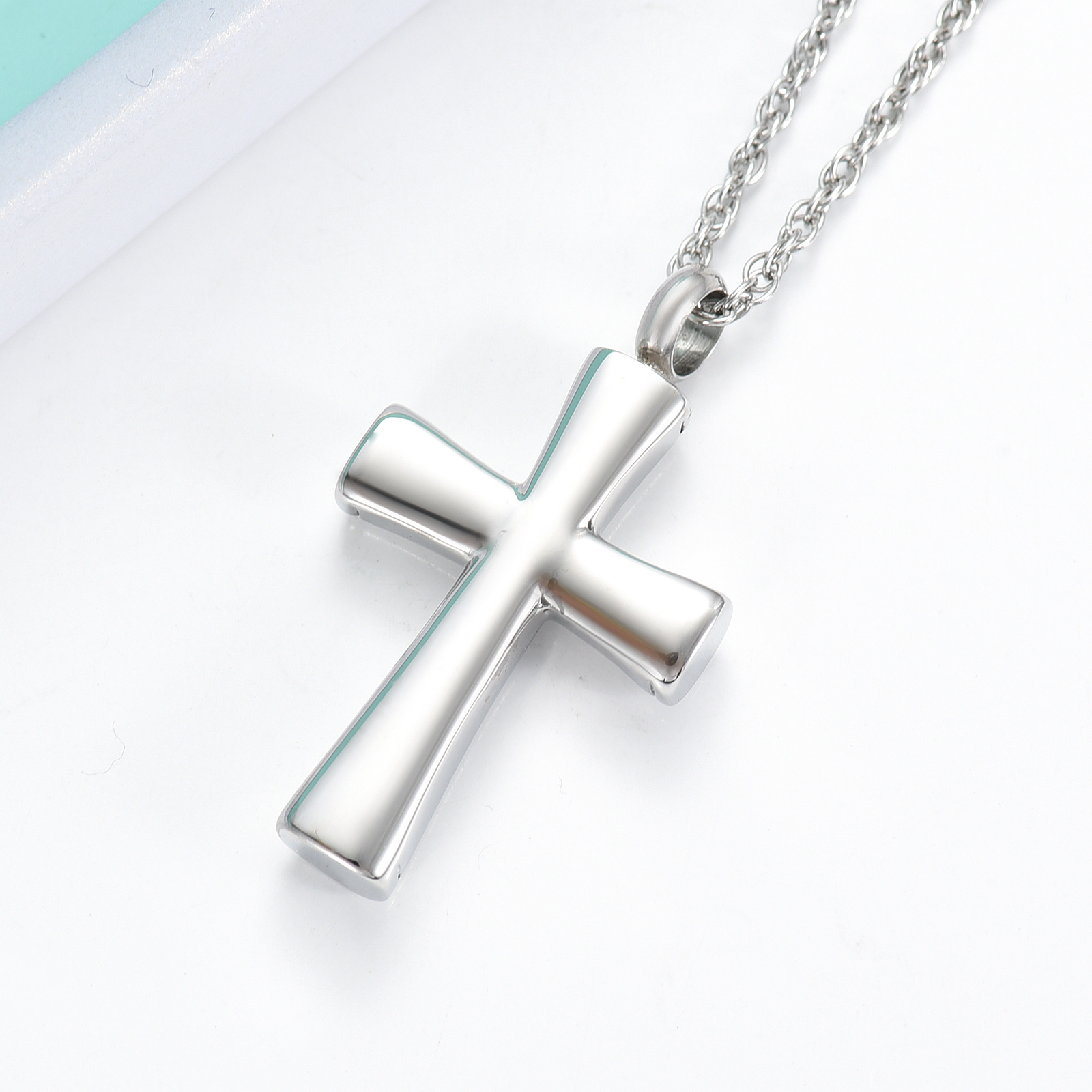 Cremation Cross Necklace for Ashes Stainless Steel Cross Urn Necklace Ash Holder