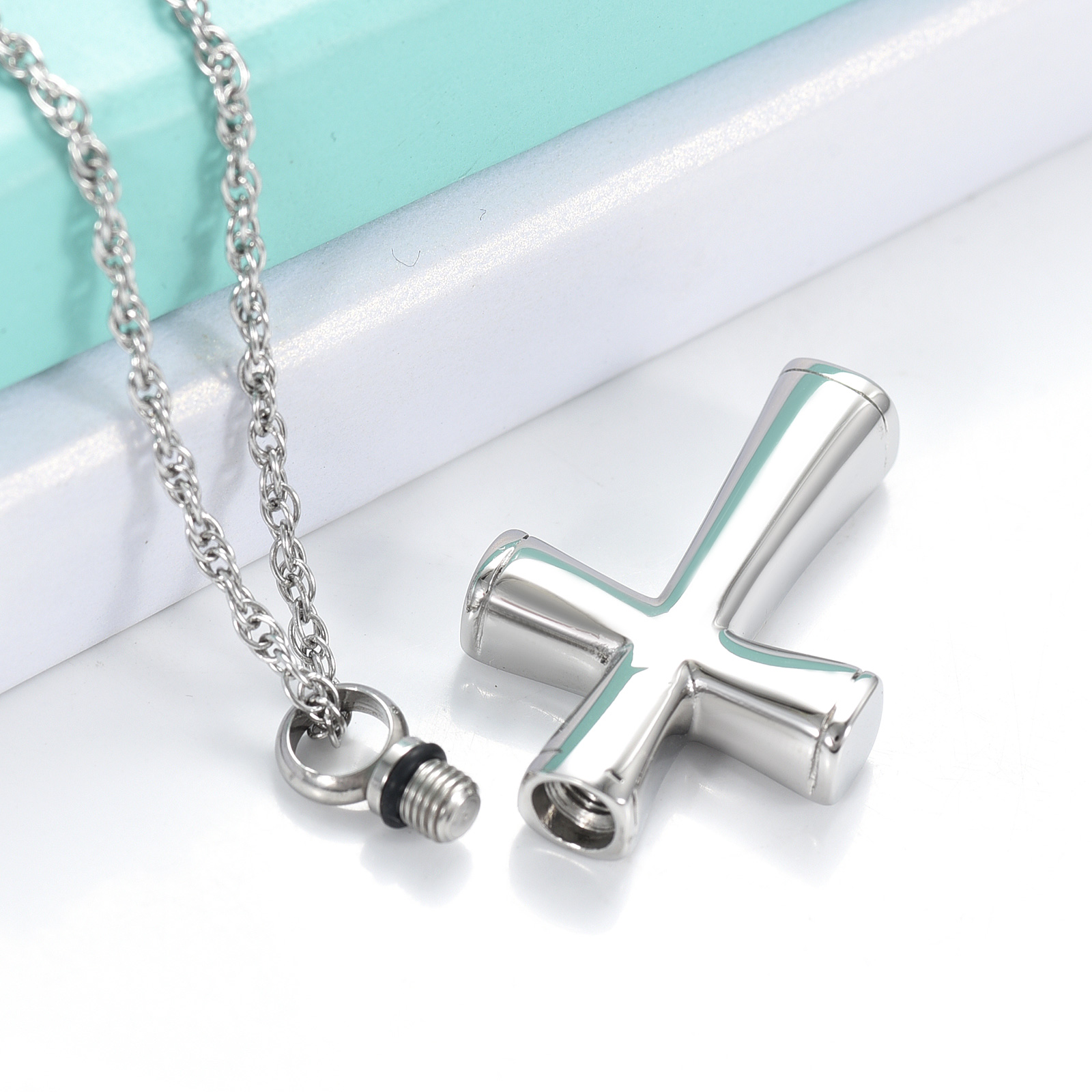 Cremation Cross Necklace for Ashes Stainless Steel Cross Urn Necklace Ash Holder