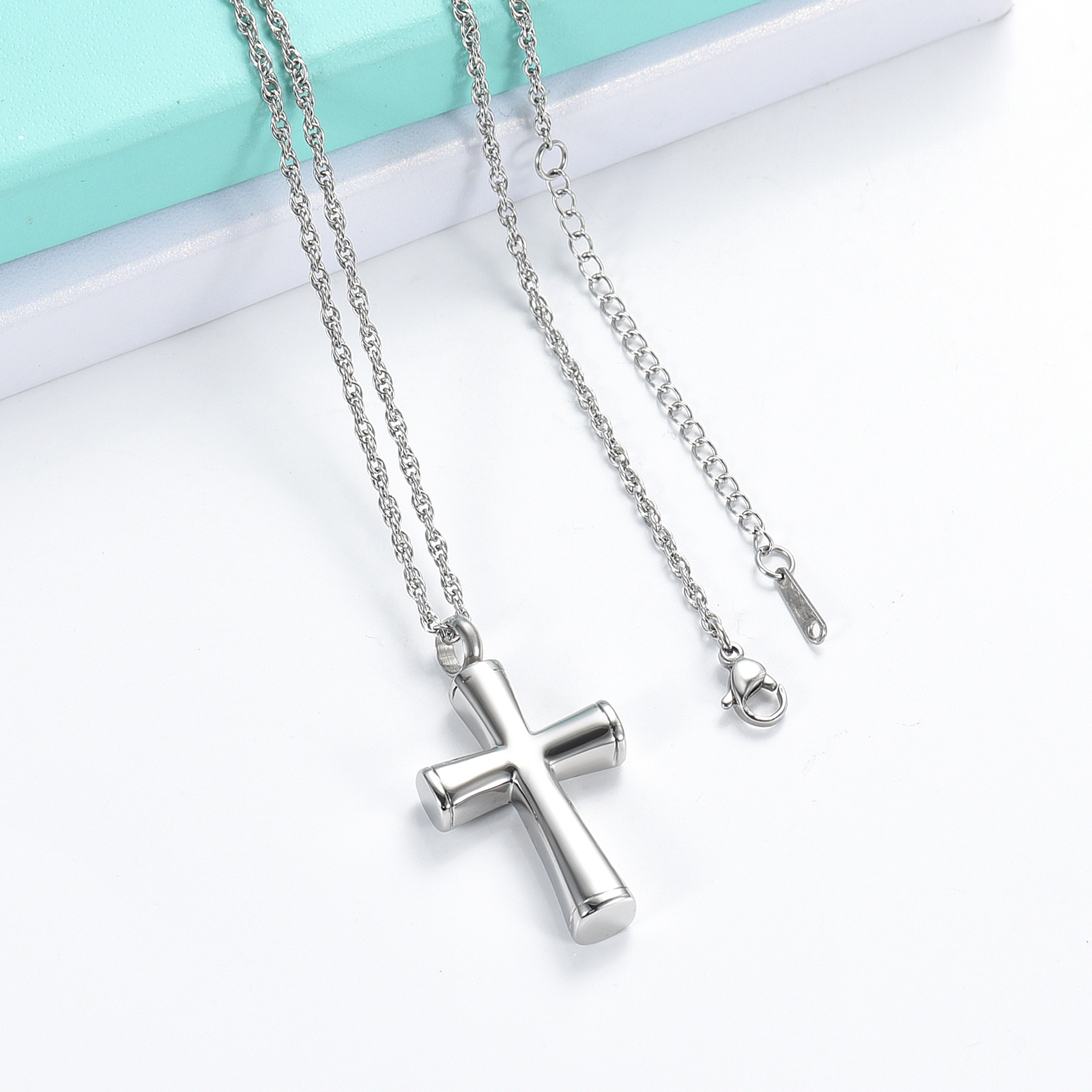 Cremation Cross Necklace for Ashes Stainless Steel Cross Urn Necklace Ash Holder