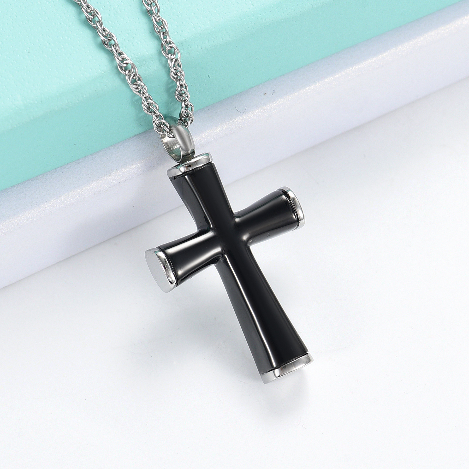 Cremation Cross Necklace for Ashes Stainless Steel Cross Urn Necklace Ash Holder