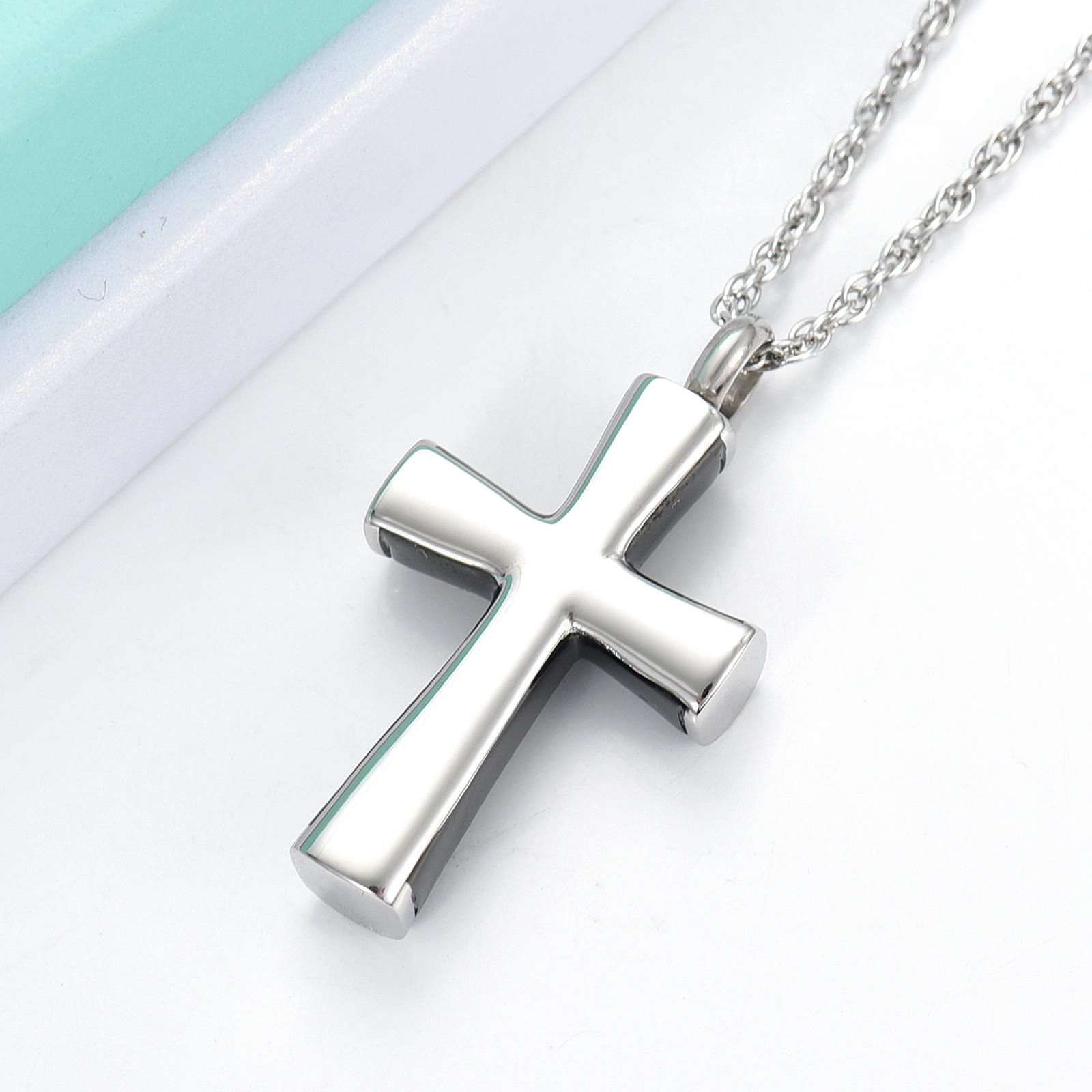 Cremation Cross Necklace for Ashes Stainless Steel Cross Urn Necklace Ash Holder