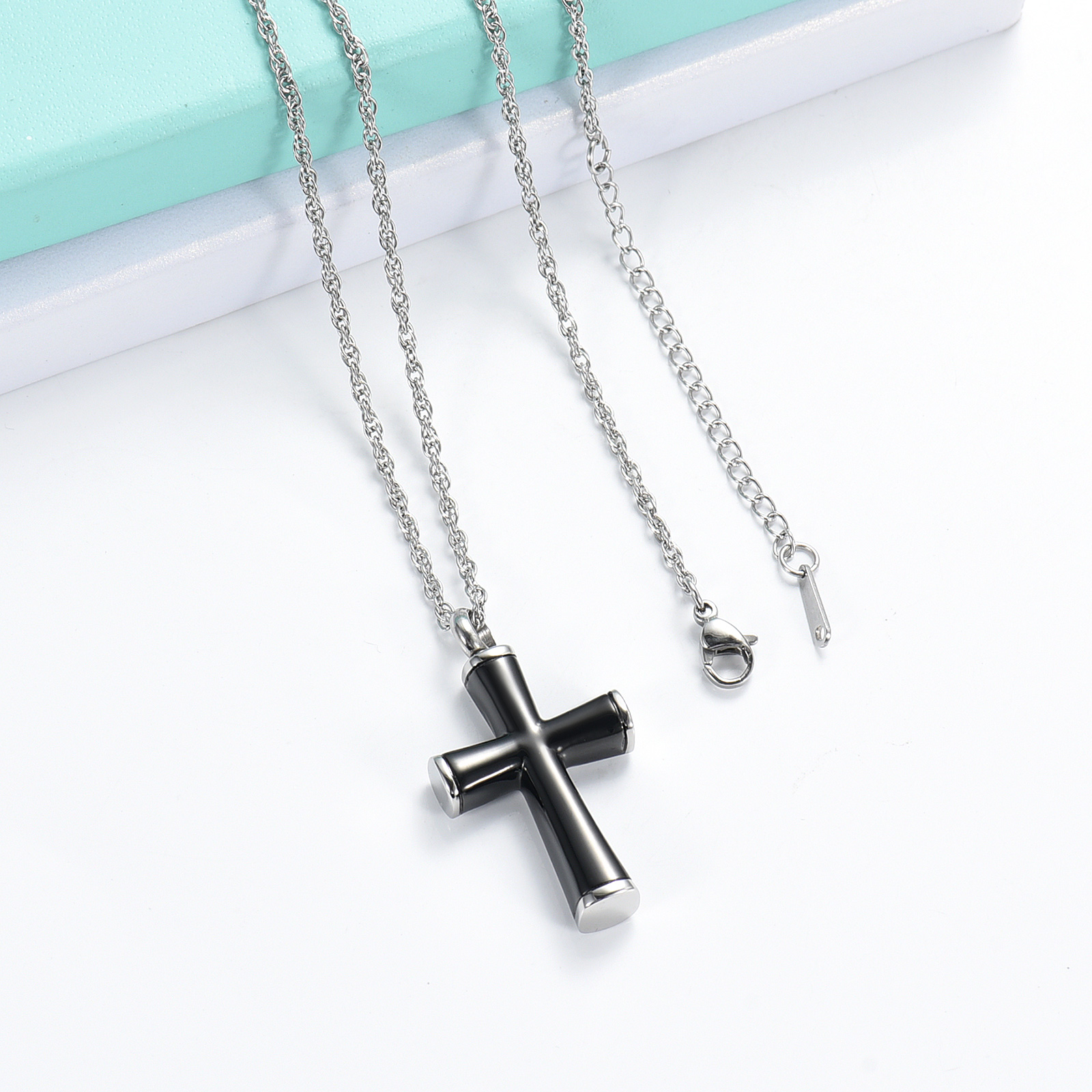 Cremation Cross Necklace for Ashes Stainless Steel Cross Urn Necklace Ash Holder