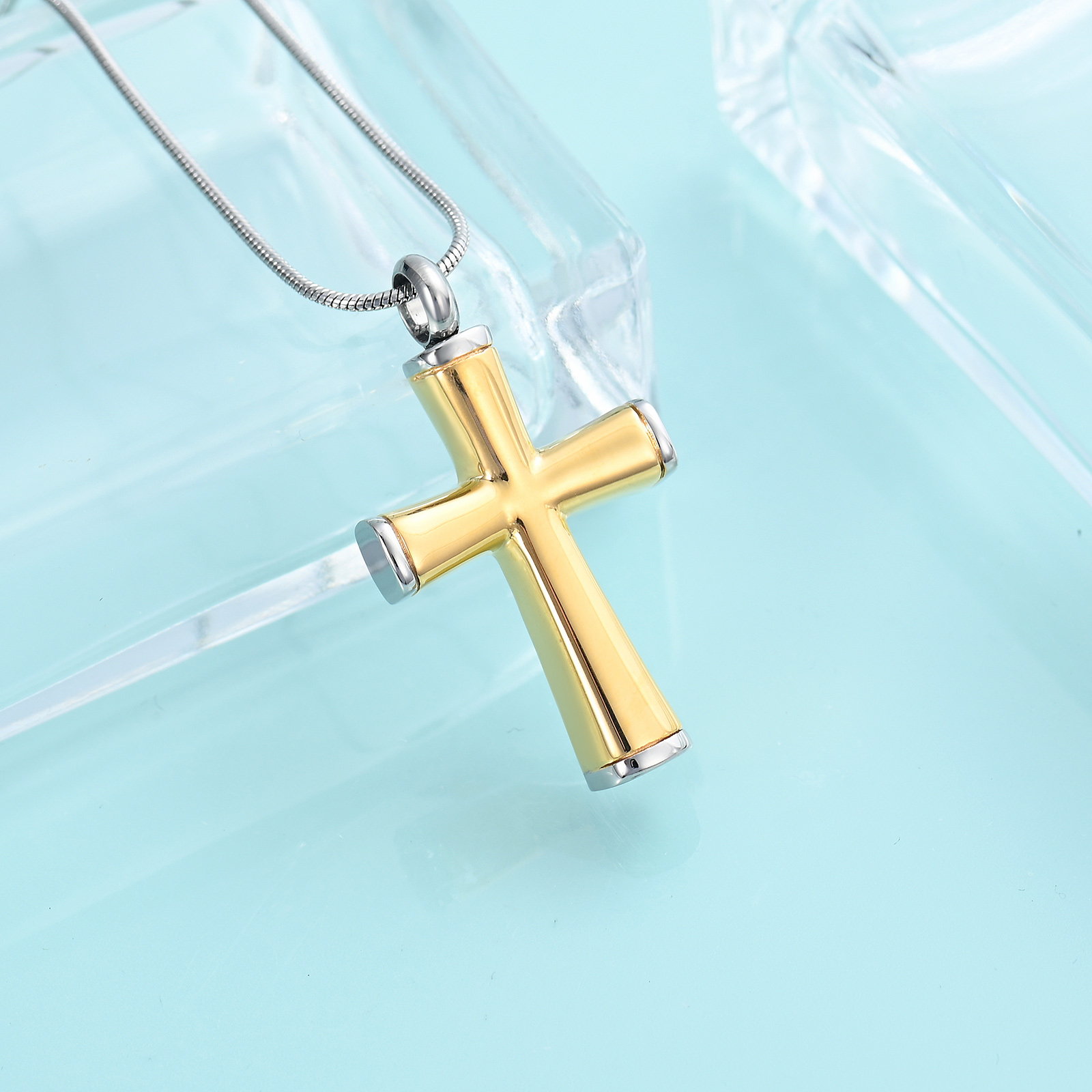 Cremation Cross Necklace for Ashes Stainless Steel Cross Urn Necklace Ash Holder