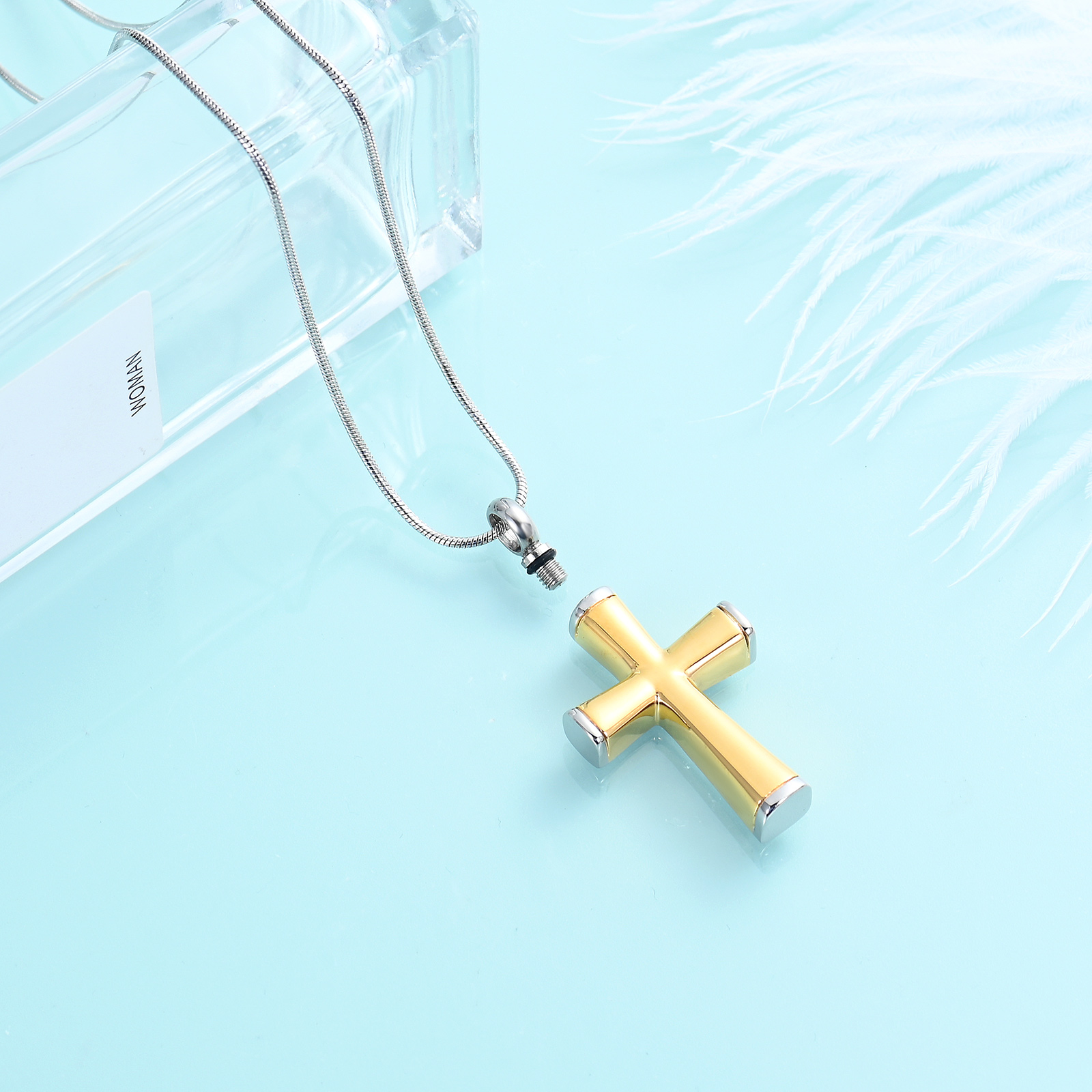 Cremation Cross Necklace for Ashes Stainless Steel Cross Urn Necklace Ash Holder