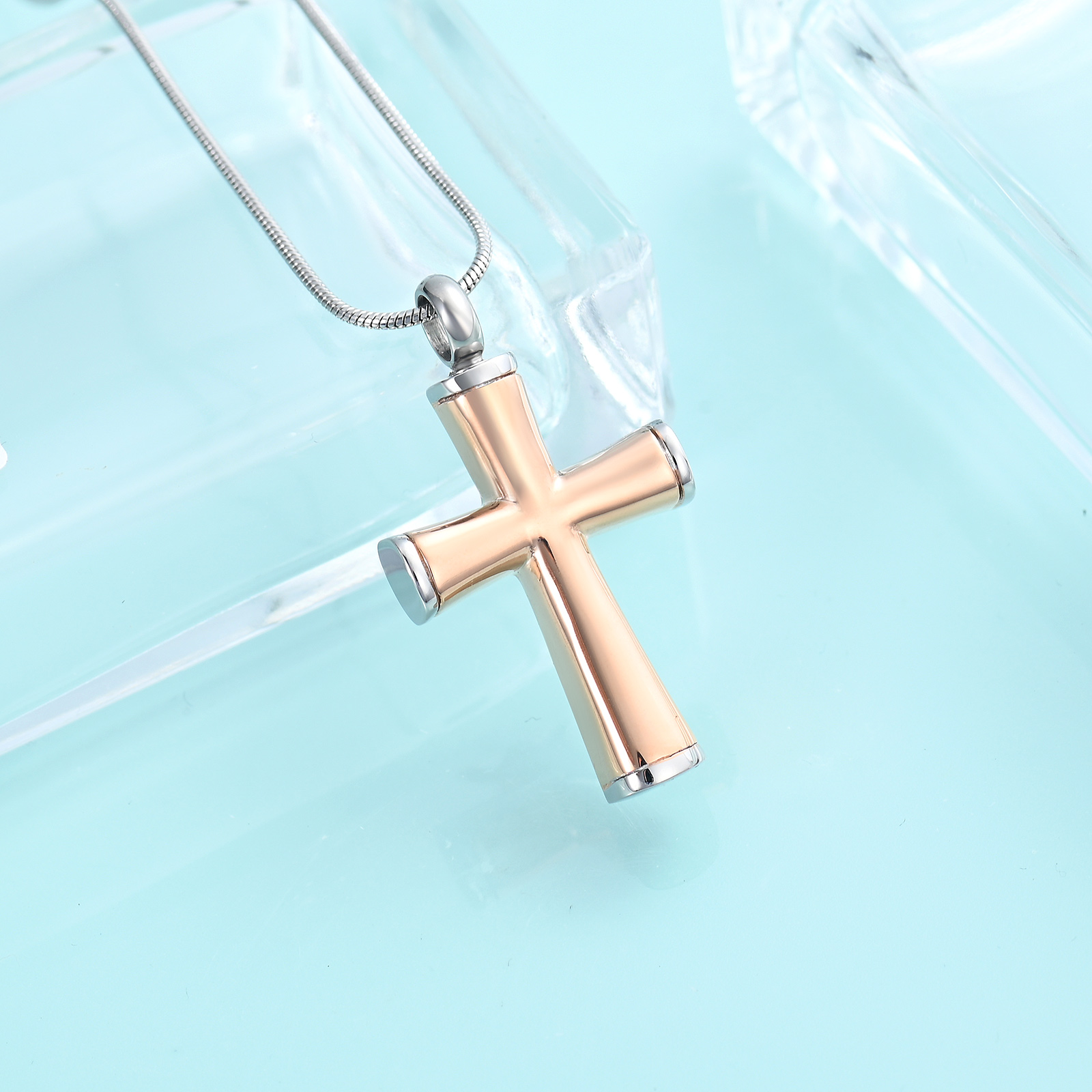 Cremation Cross Necklace for Ashes Stainless Steel Cross Urn Necklace Ash Holder