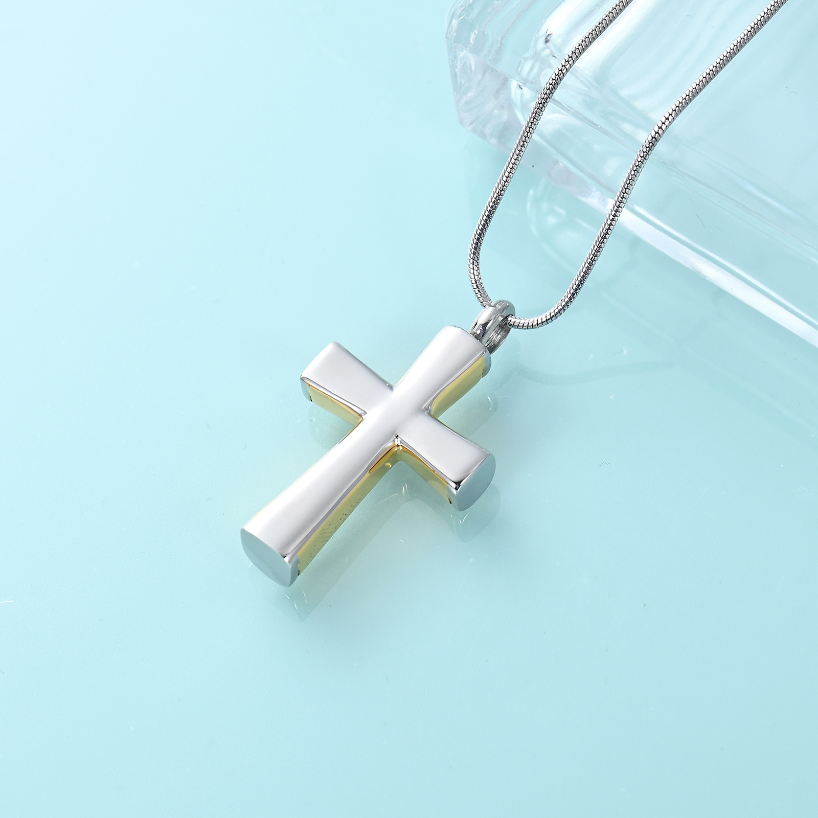 Cremation Cross Necklace for Ashes Stainless Steel Cross Urn Necklace Ash Holder