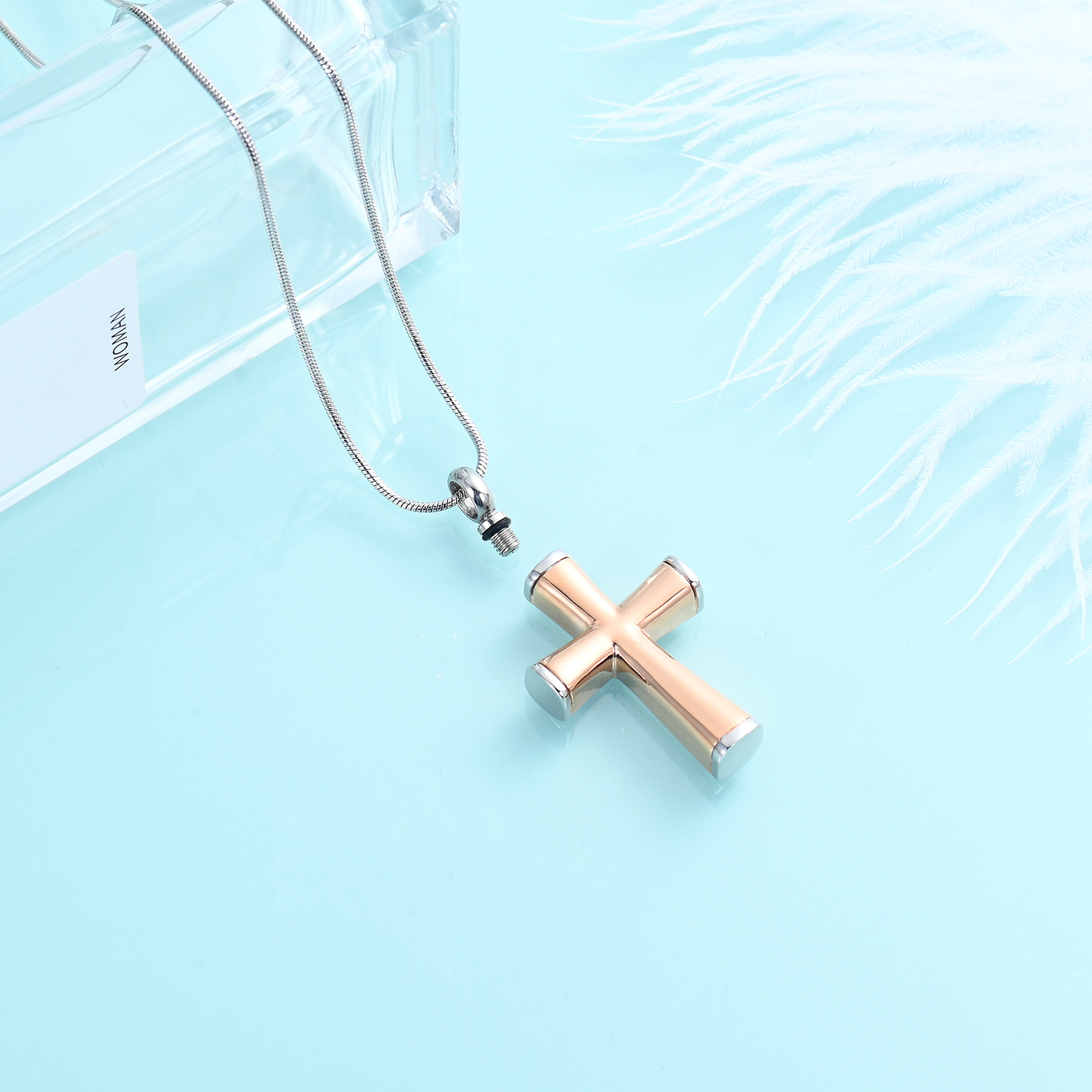 Cremation Cross Necklace for Ashes Stainless Steel Cross Urn Necklace Ash Holder