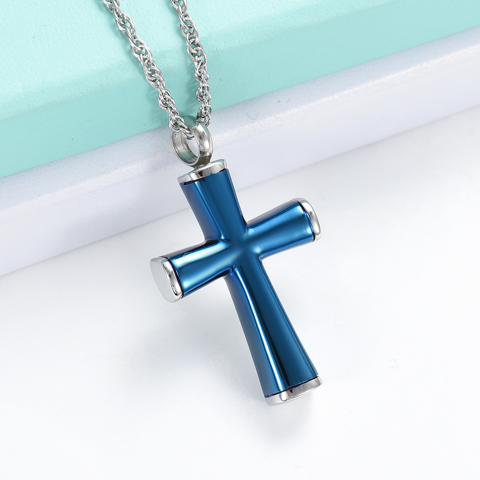 Cremation Cross Necklace for Ashes Stainless Steel Cross Urn Necklace Ash Holder