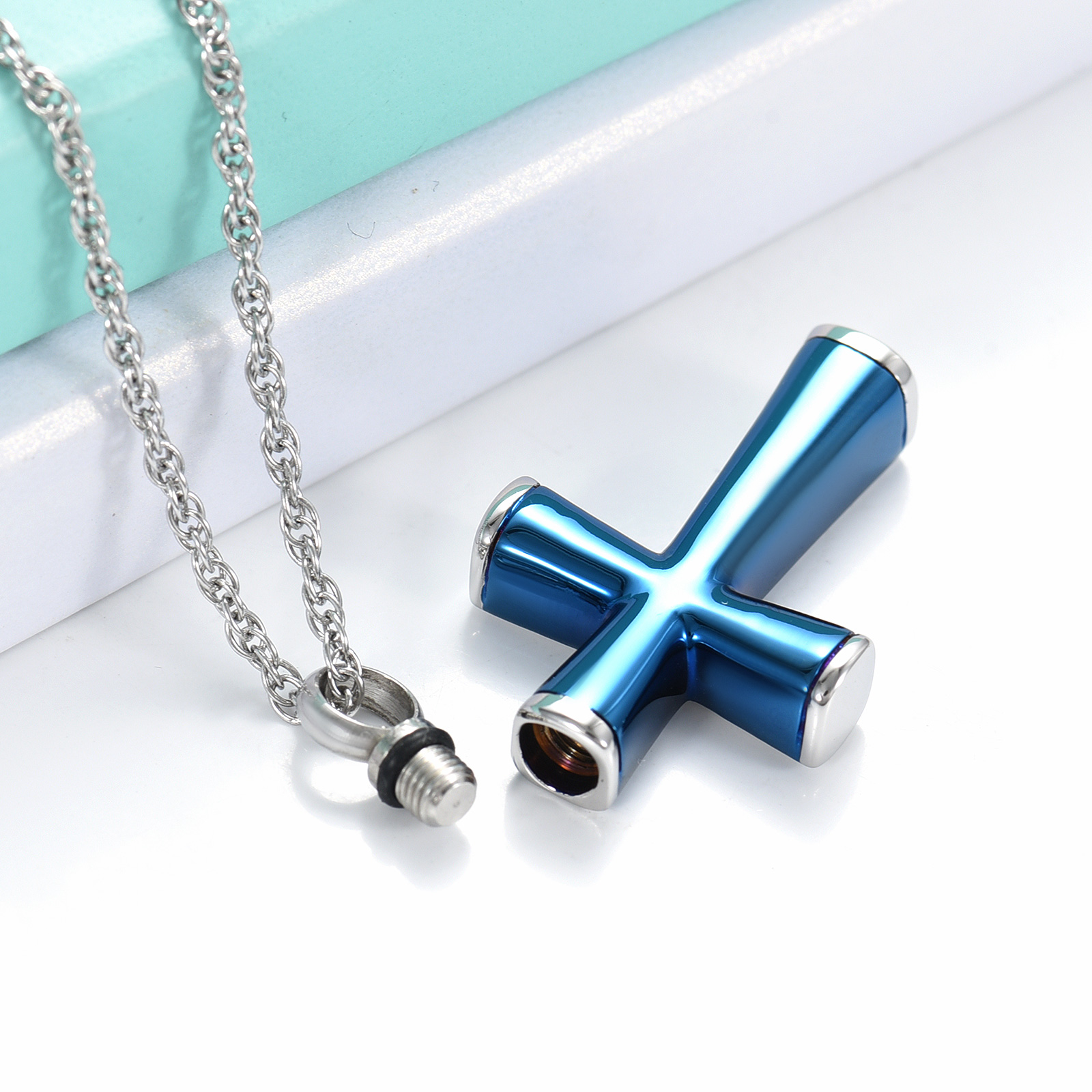 Cremation Cross Necklace for Ashes Stainless Steel Cross Urn Necklace Ash Holder