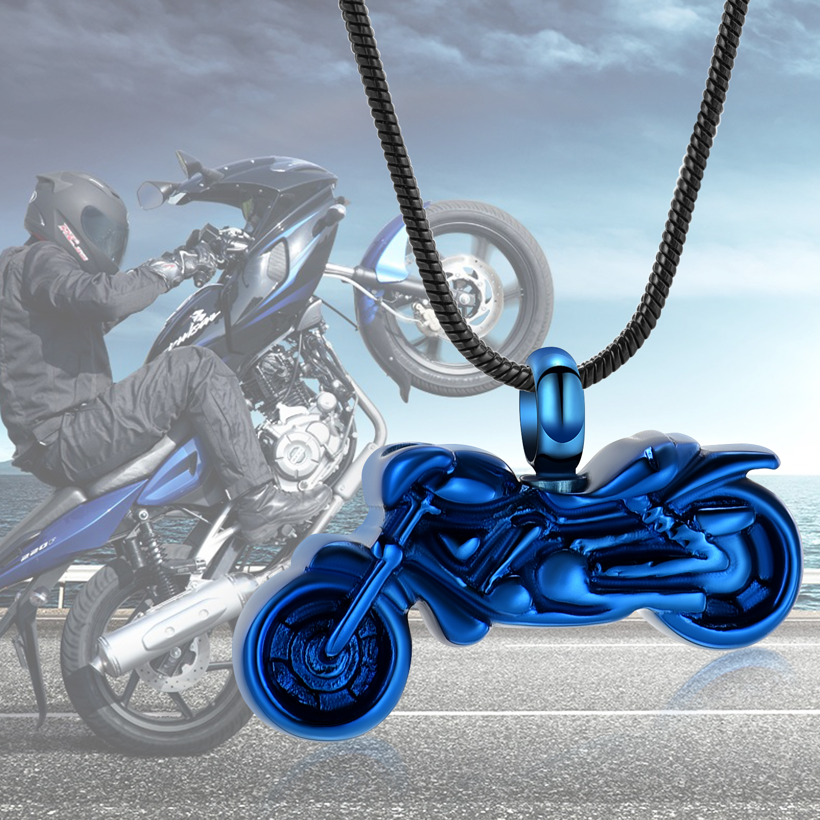 Motorcycle Urn Necklace Cremation Jewelry for Ashes Motorbike Necklace Pendent - Picture 23 of 33