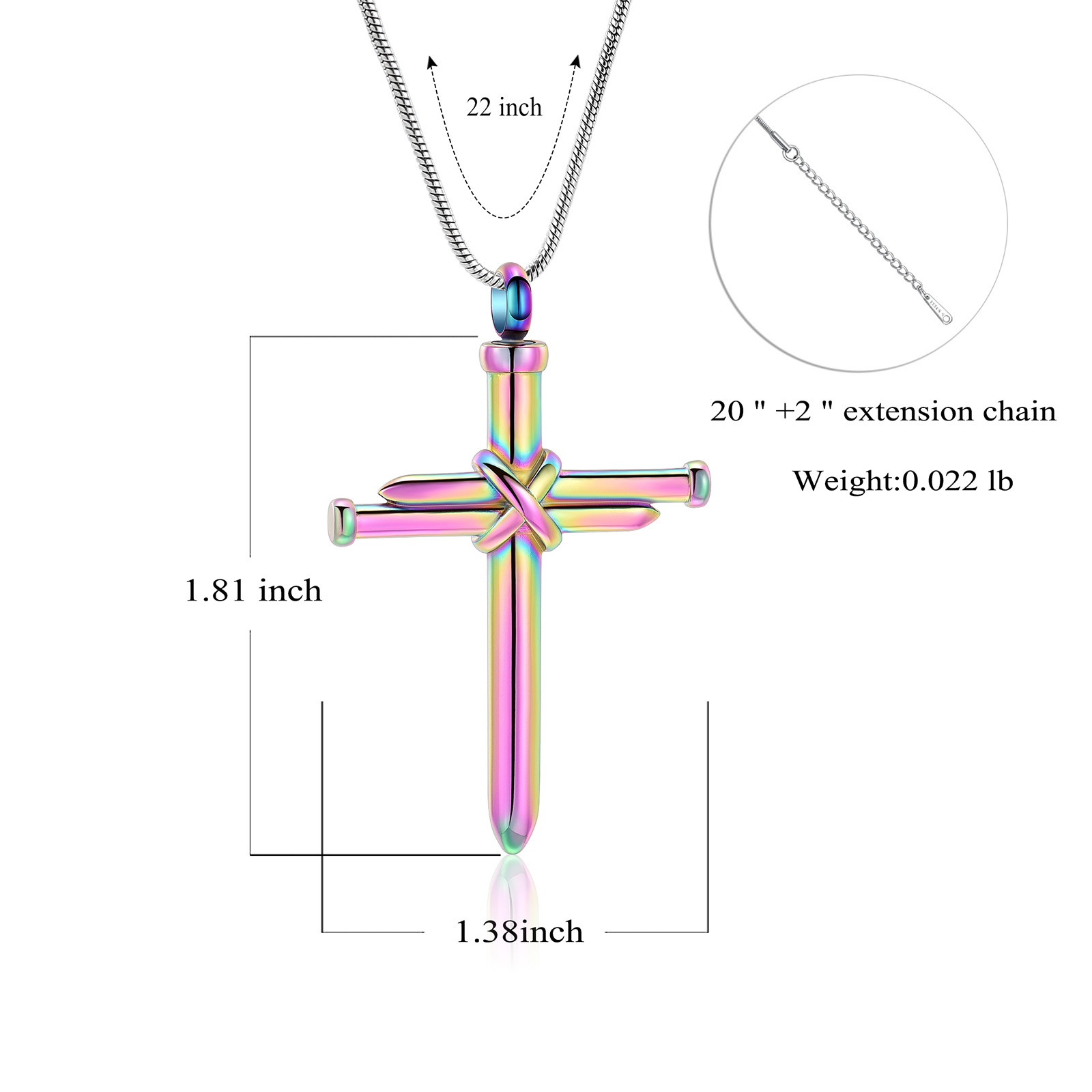 Nail Cross Cremation Keepsake Urn Necklace For Ashes Holder for Human&Pet AU - Picture 11 of 15