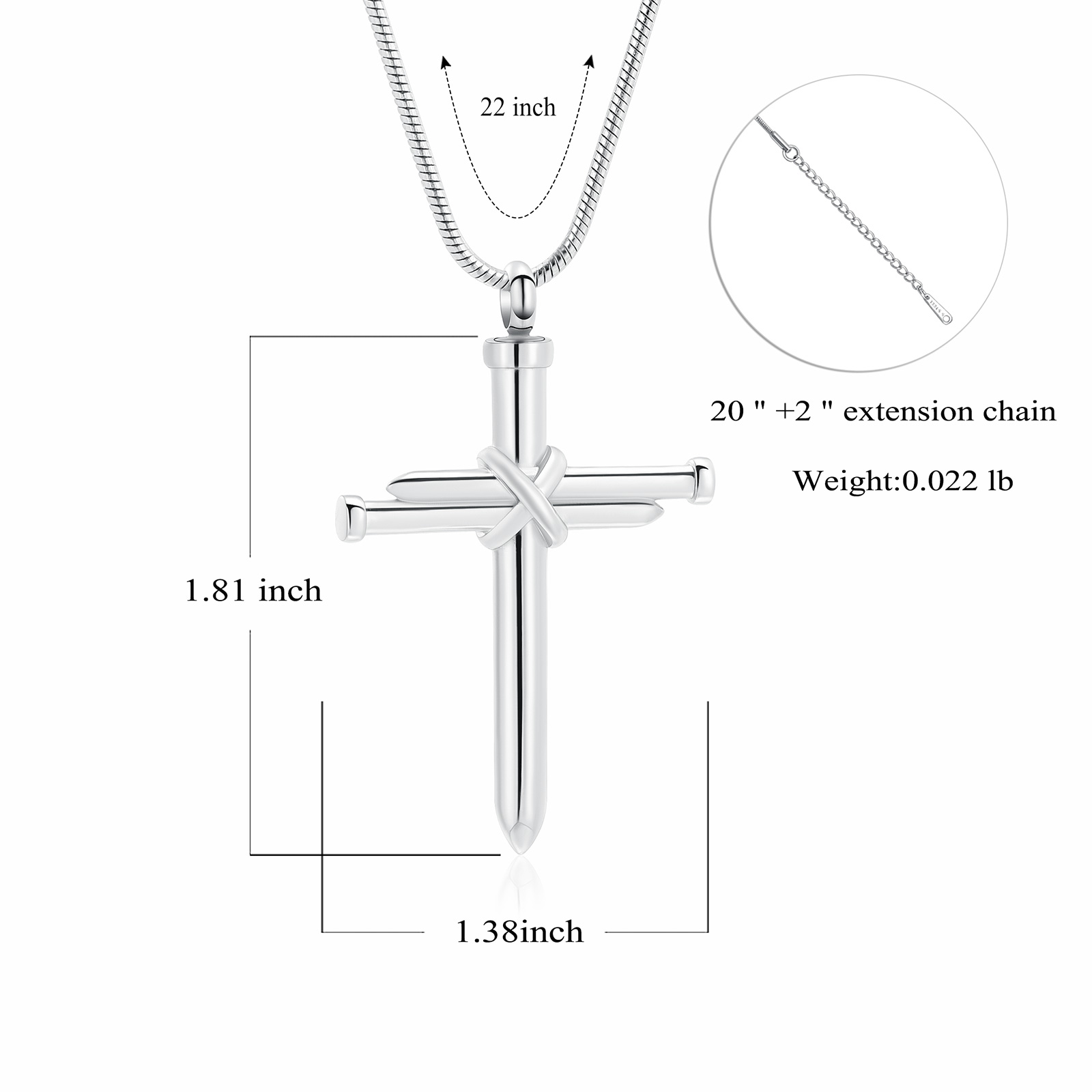 Nail Cross Cremation Keepsake Urn Necklace For Ashes Holder for Human&Pet AU - Picture 12 of 15