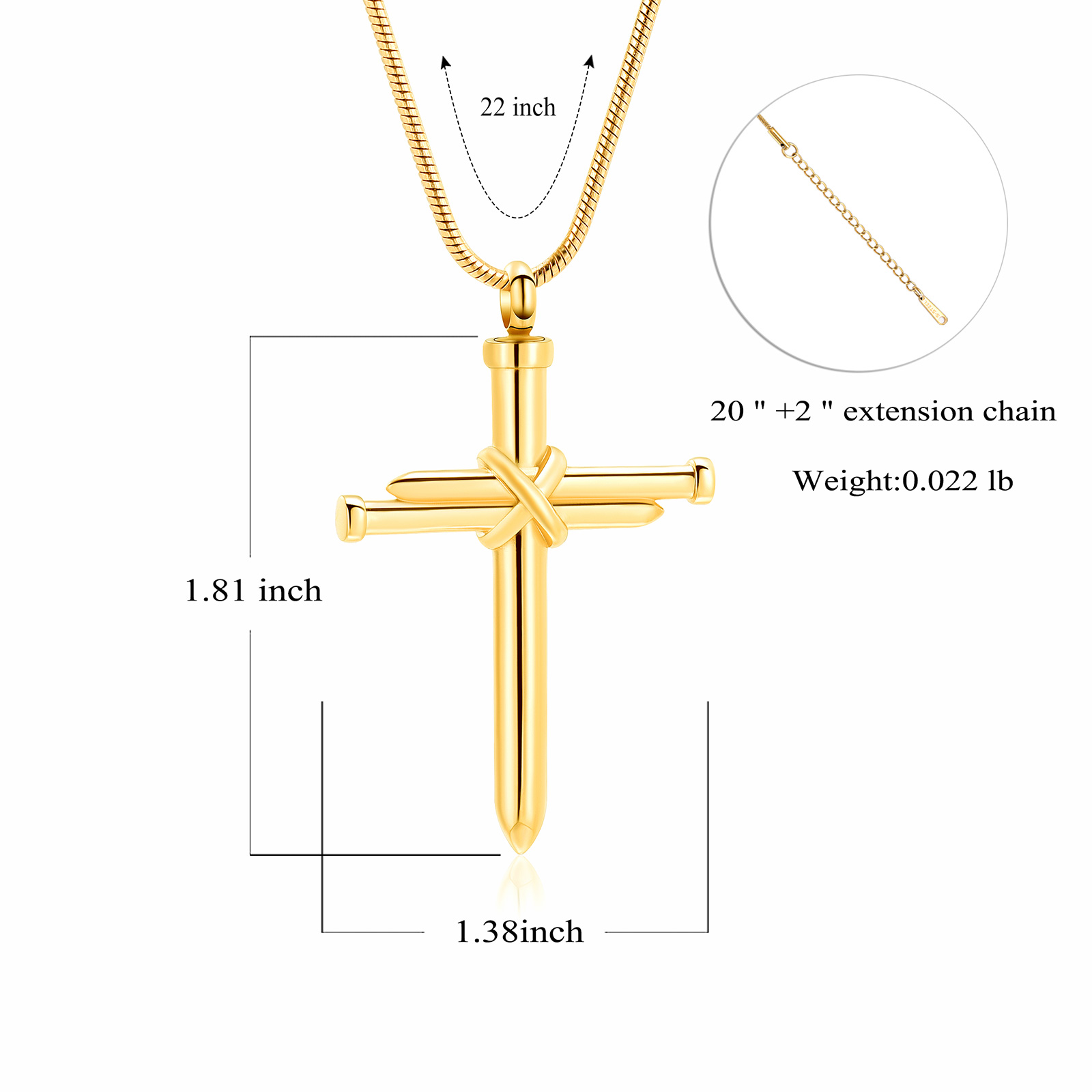 Nail Cross Cremation Keepsake Urn Necklace For Ashes Holder for Human&Pet AU - Picture 14 of 15