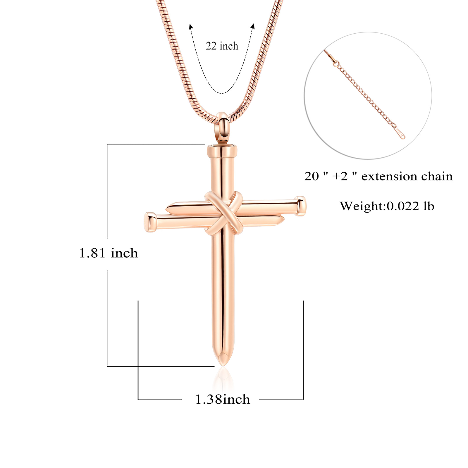 Nail Cross Cremation Keepsake Urn Necklace For Ashes Holder for Human&Pet AU - Picture 15 of 15